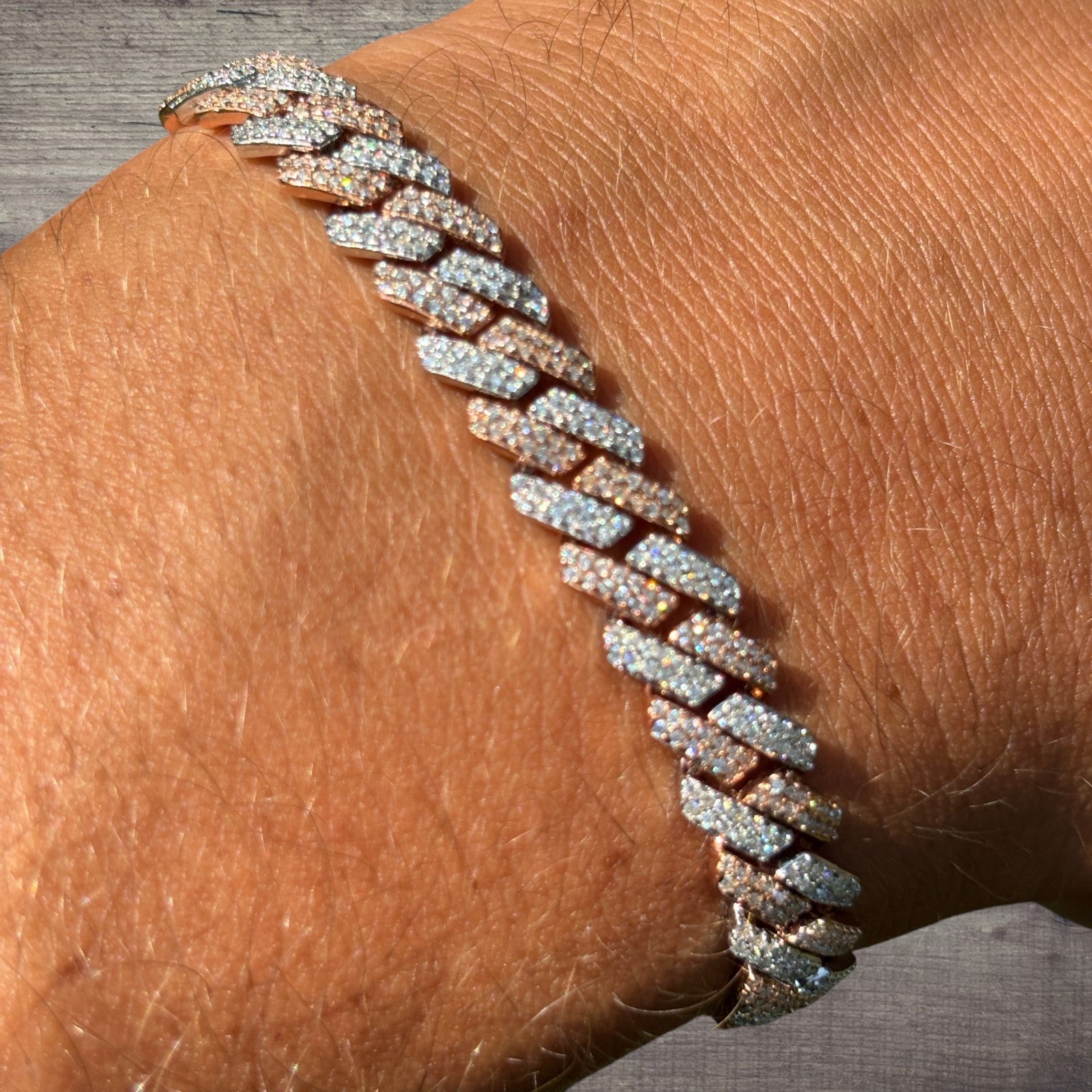 925 Sterling Silver 8mm Moissanite Cuban Prong Bracelet