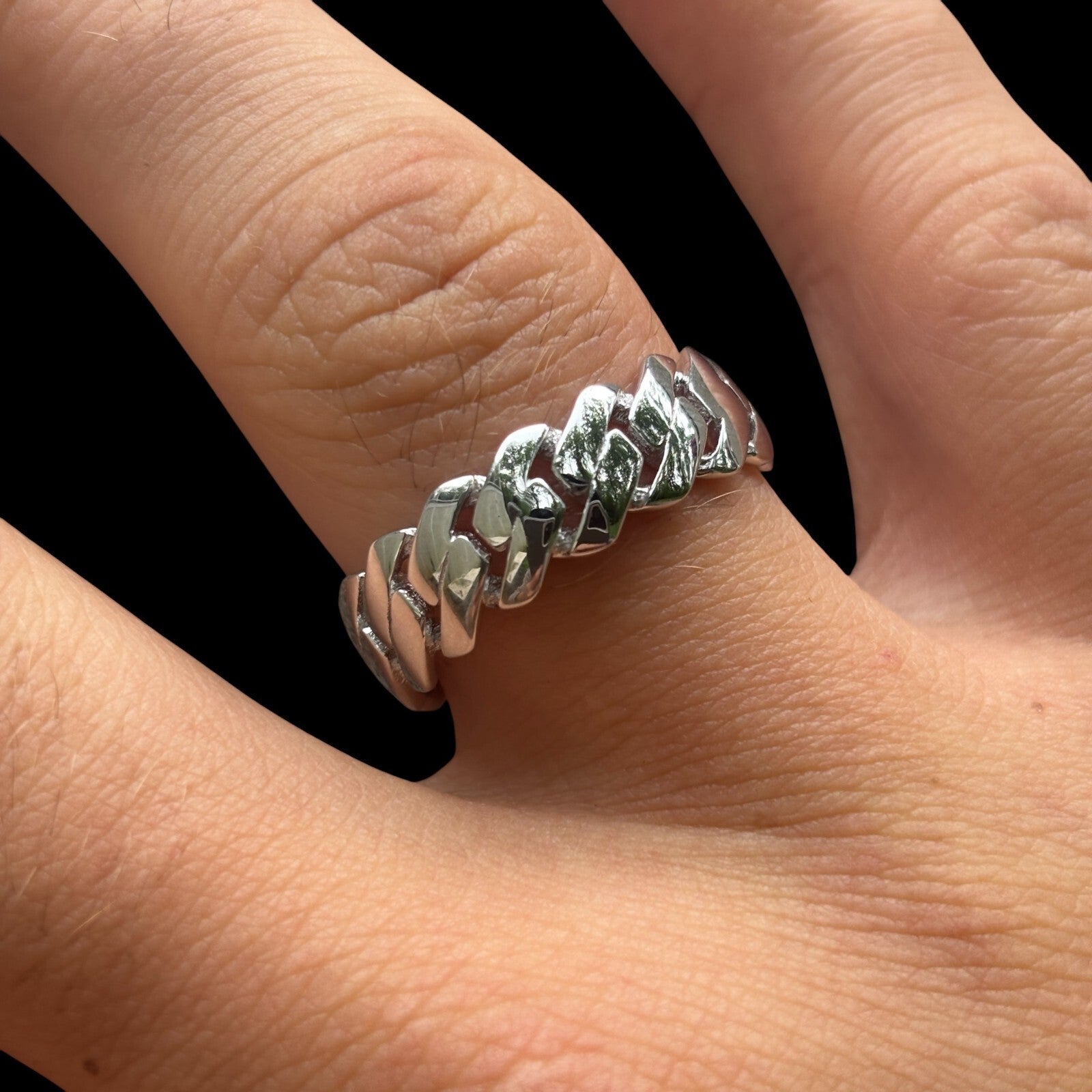 925 Sterling Silver Prong Cuban Ring