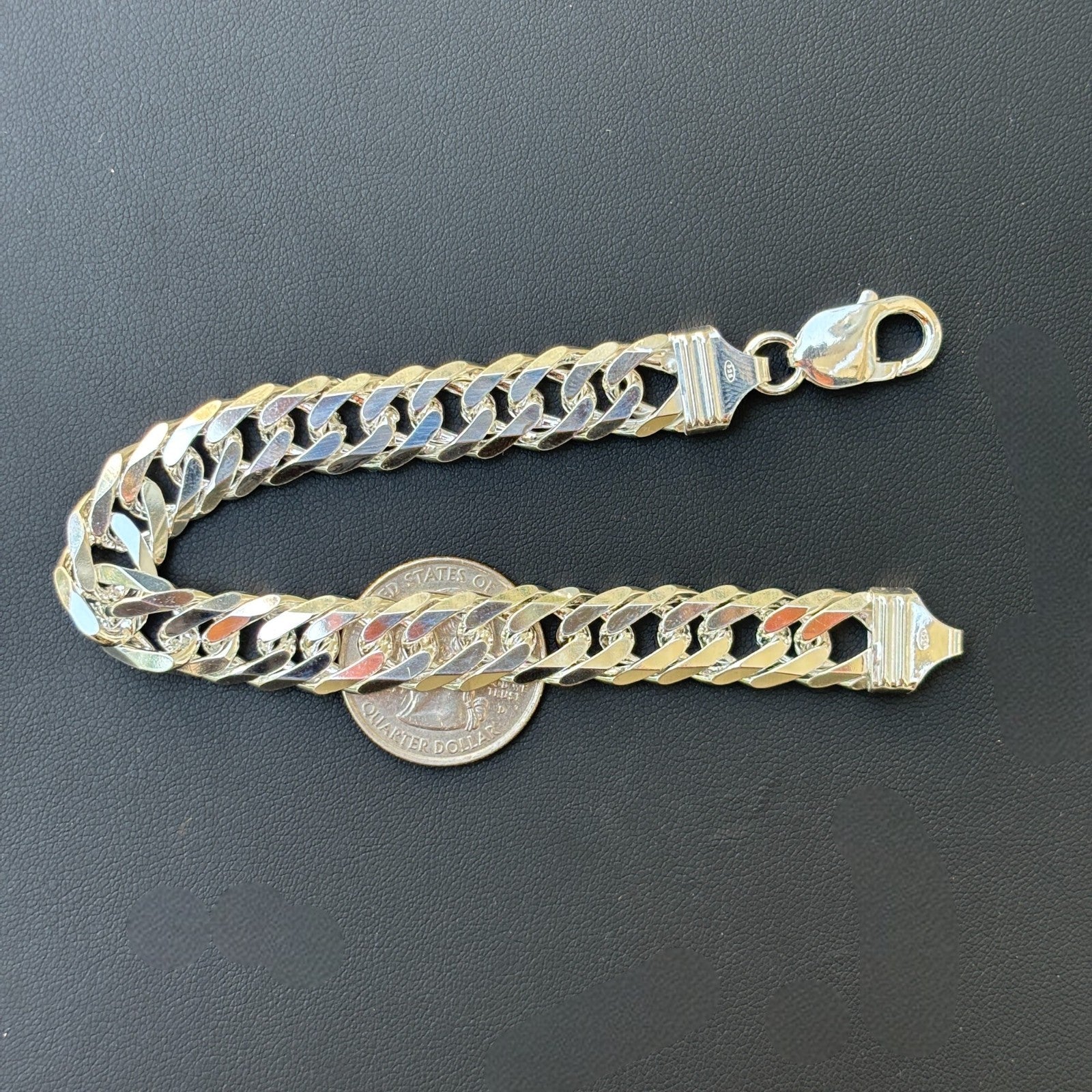 925 Sterling Silver 12mm Double Curb Bracelet