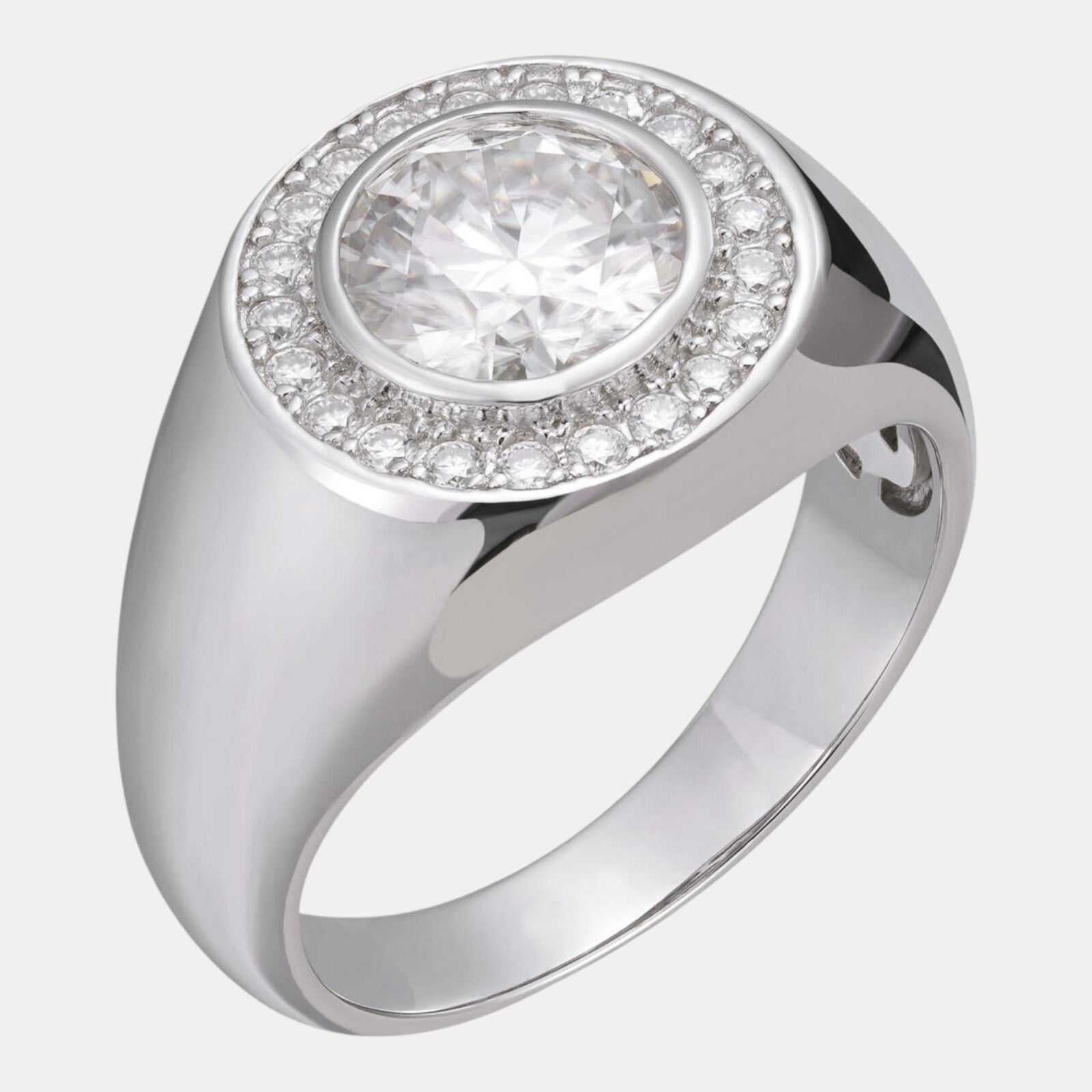 925 Sterling Silver Round Brilliant Cut Ring With Moissanite