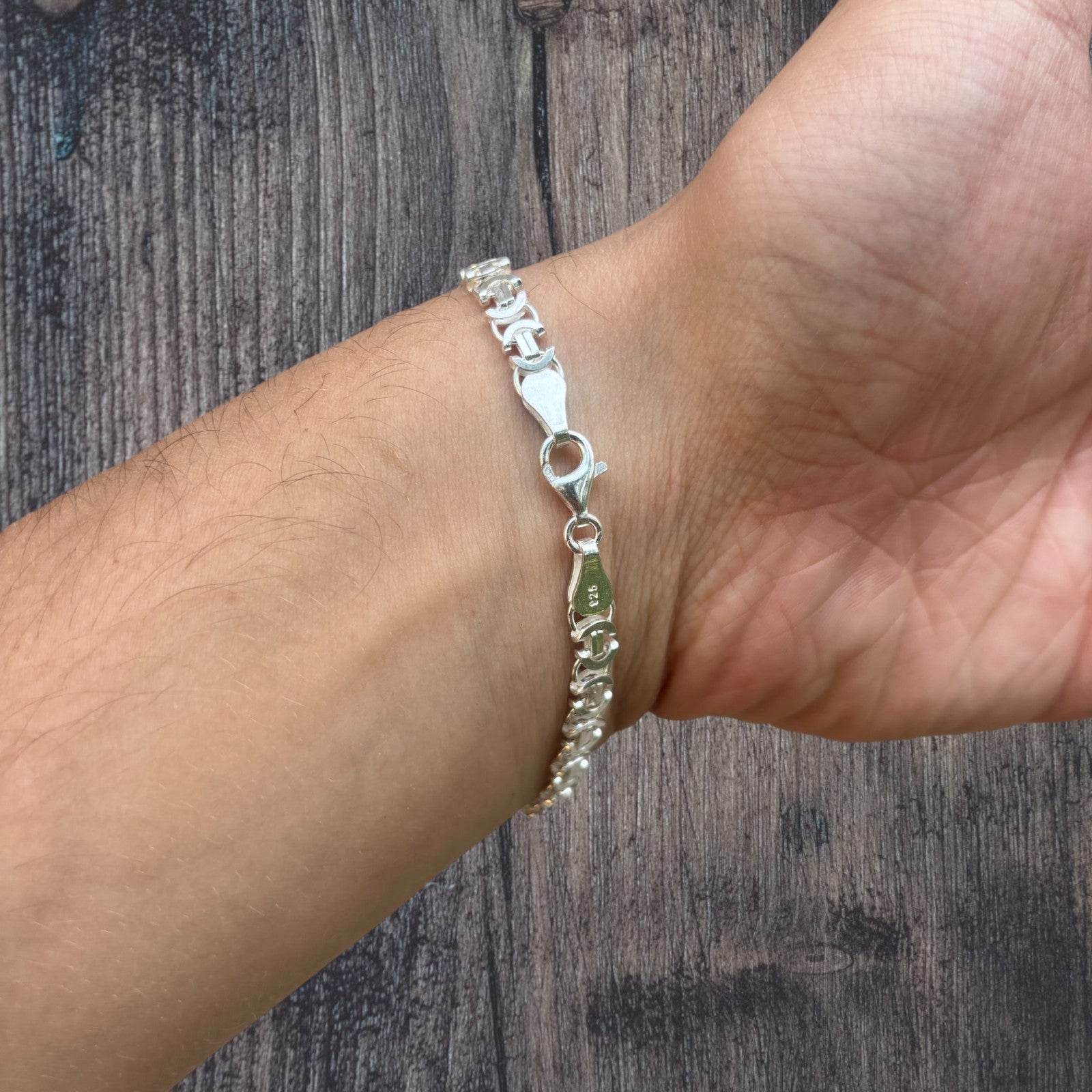 925 Sterling Silver 5mm Flat Byzantine Bracelet