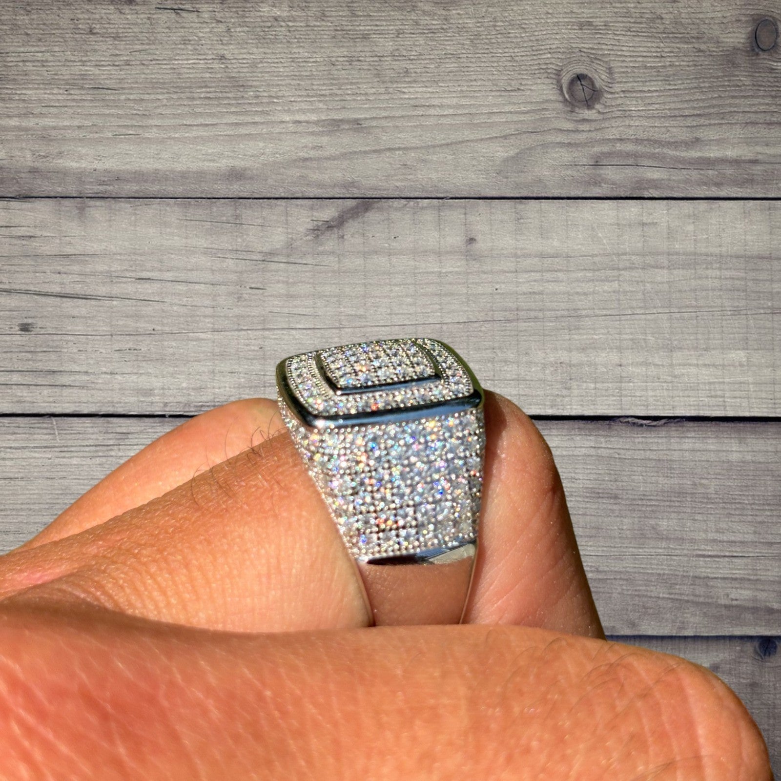 925 Sterling Silver Moissanite Square Ring