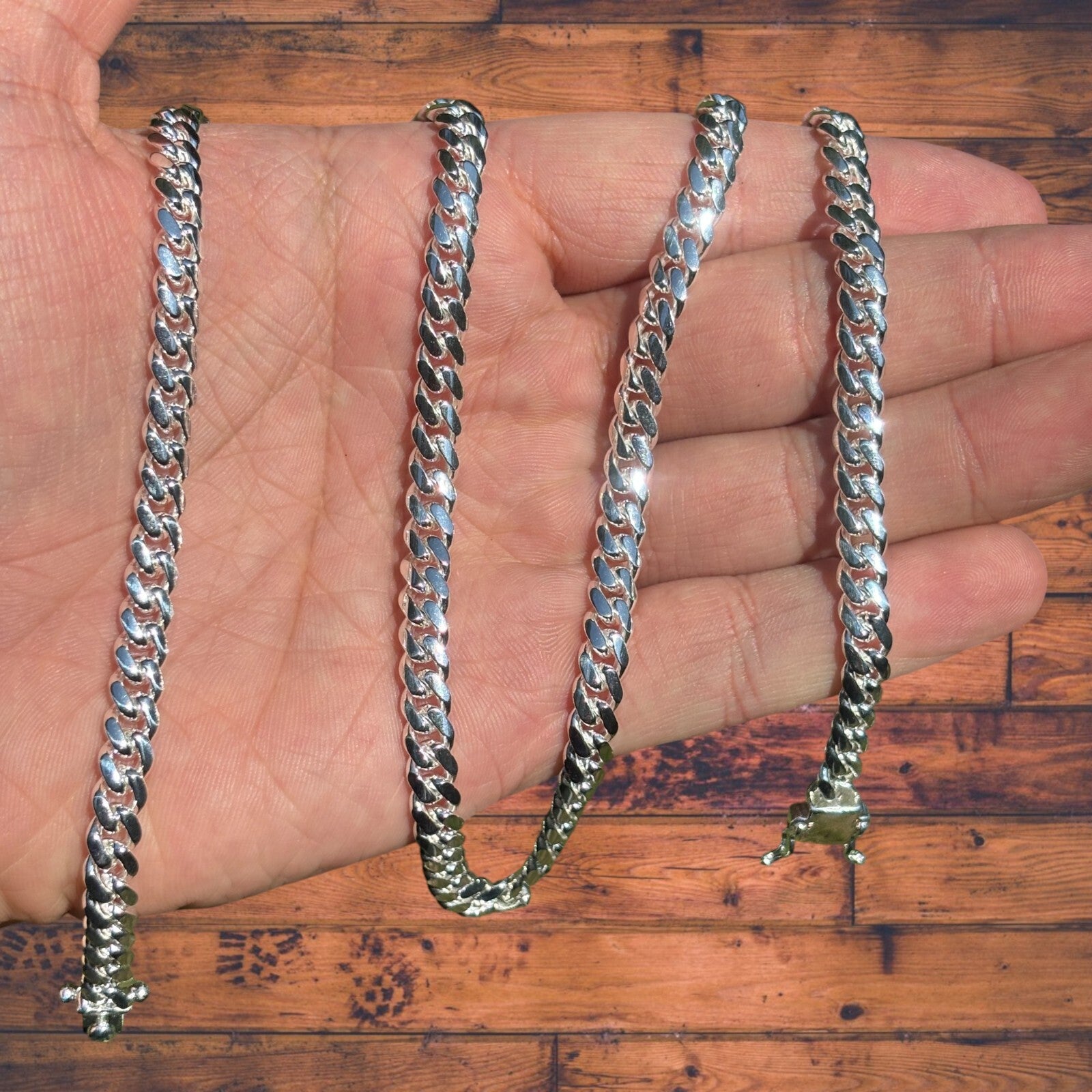 925 Sterling Silver 6mm Miami Cuban W. Box Clasp Chain Necklace