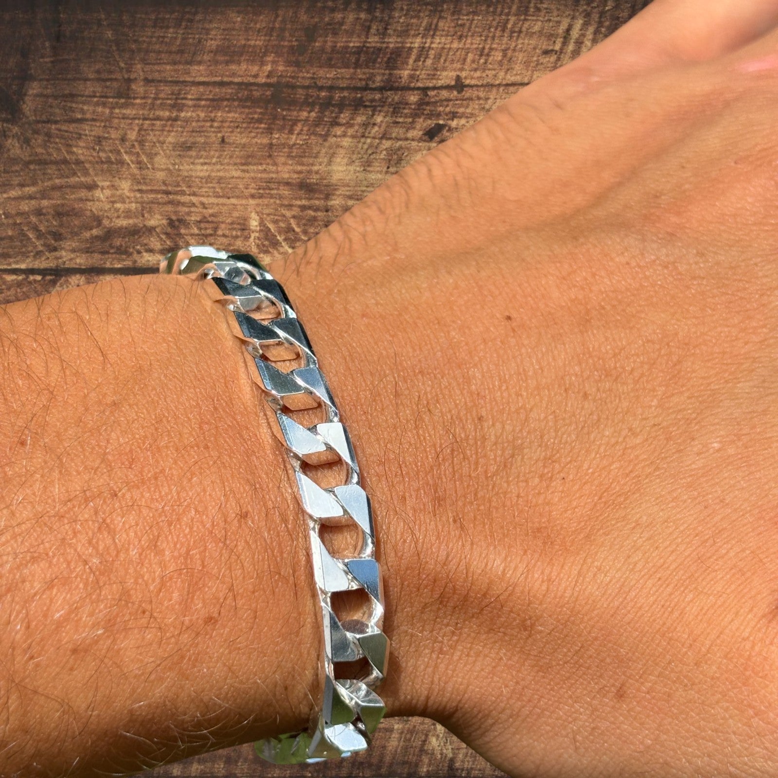 925 Sterling Silver 8mm Square Curb Bracelet