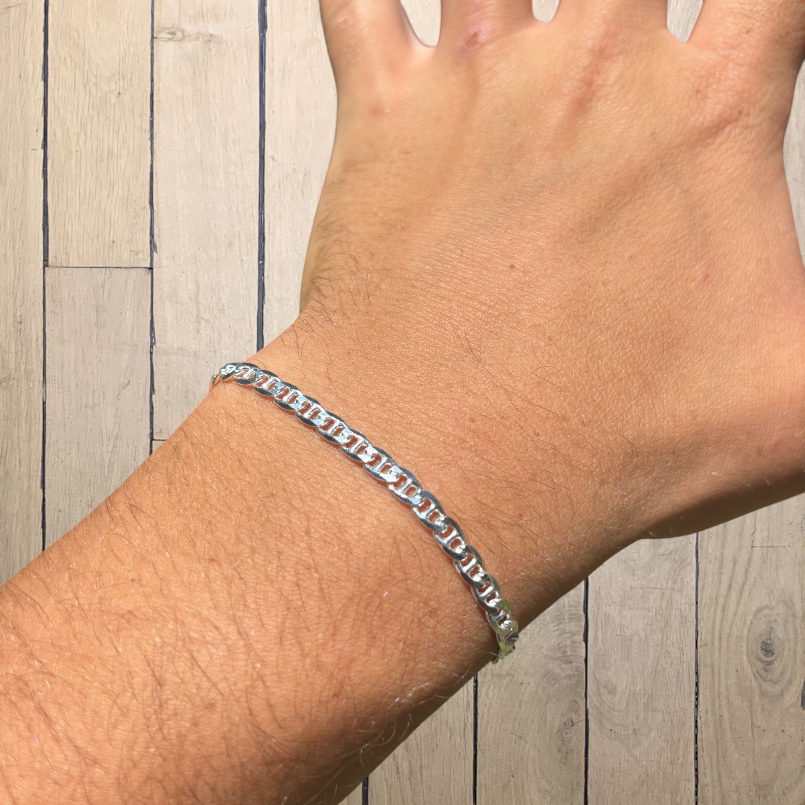 925 Sterling Silver 4mm Mariner Bracelet