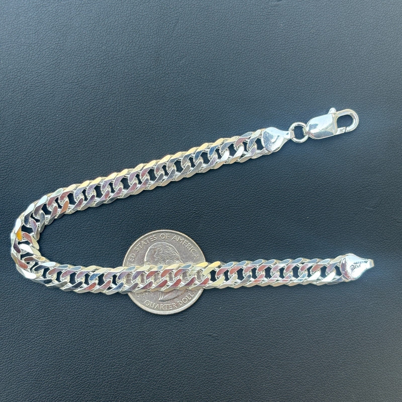 925 Sterling Silver 8mm Double Curb Bracelet