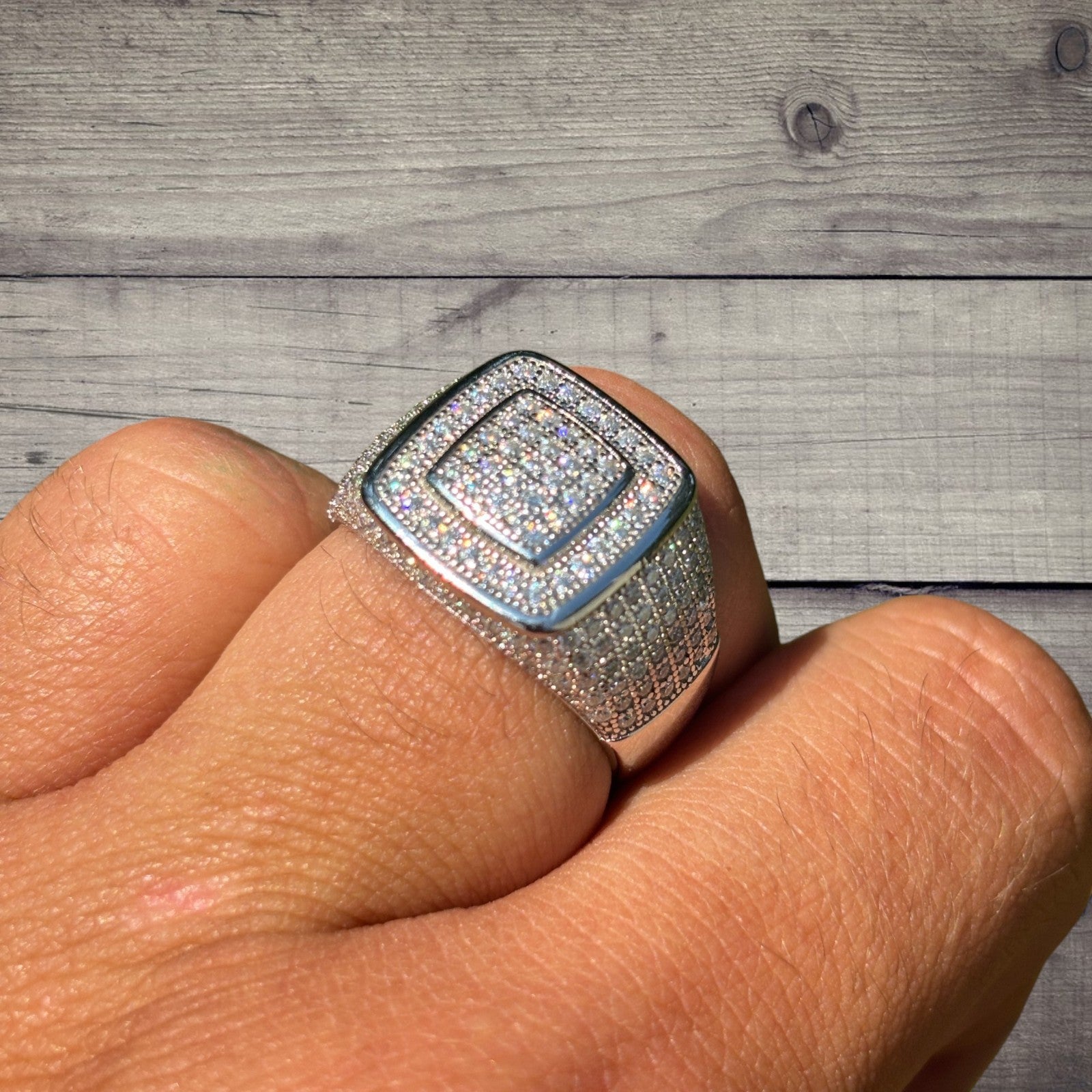 925 Sterling Silver Moissanite Square Ring