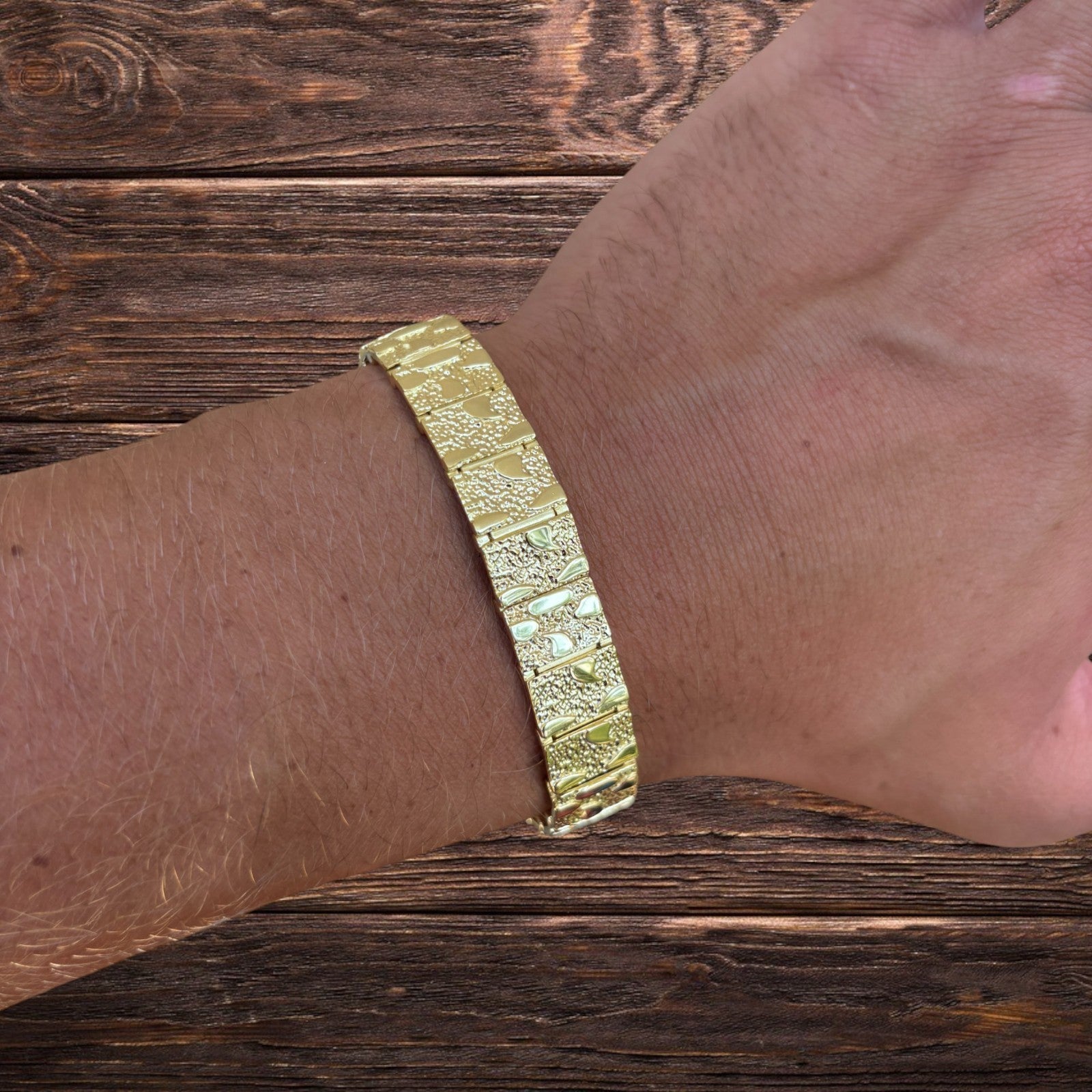 925 Sterling Silver 12mm Custom Nugget Link Bracelet