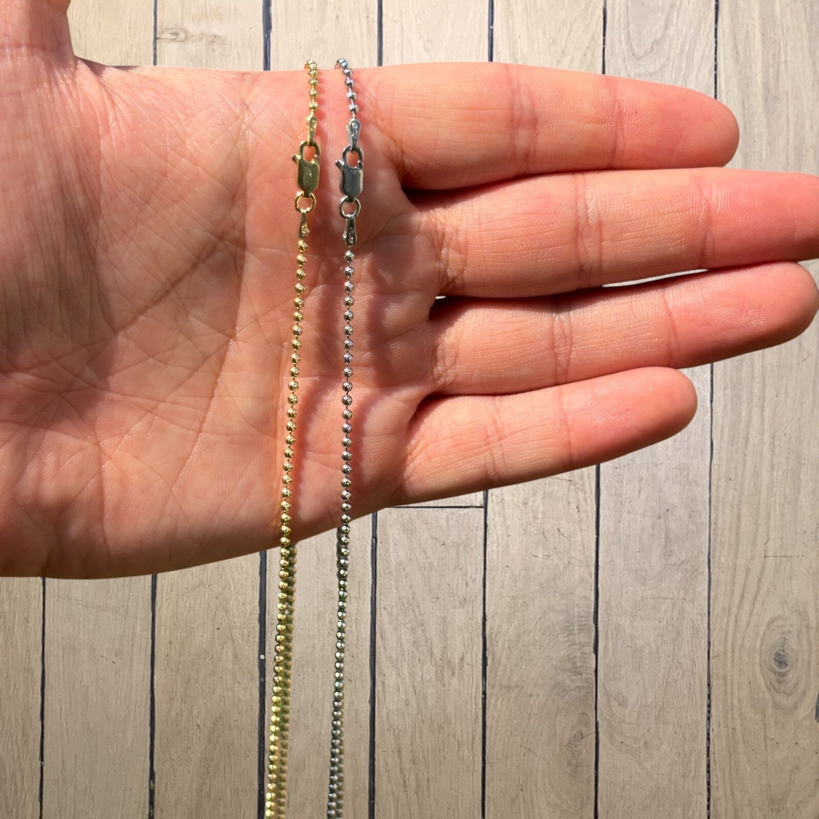 925 Sterling Silver 2mm Bead Chain Necklace