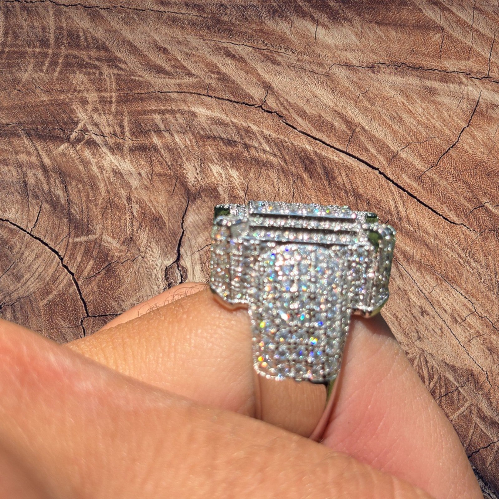 925 Sterling Silver Moissanite Cluster Ring