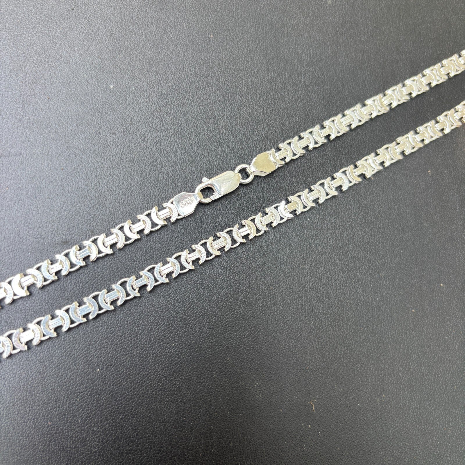 925 Sterling Silver 5mm Flat Byzantine Chain Necklace