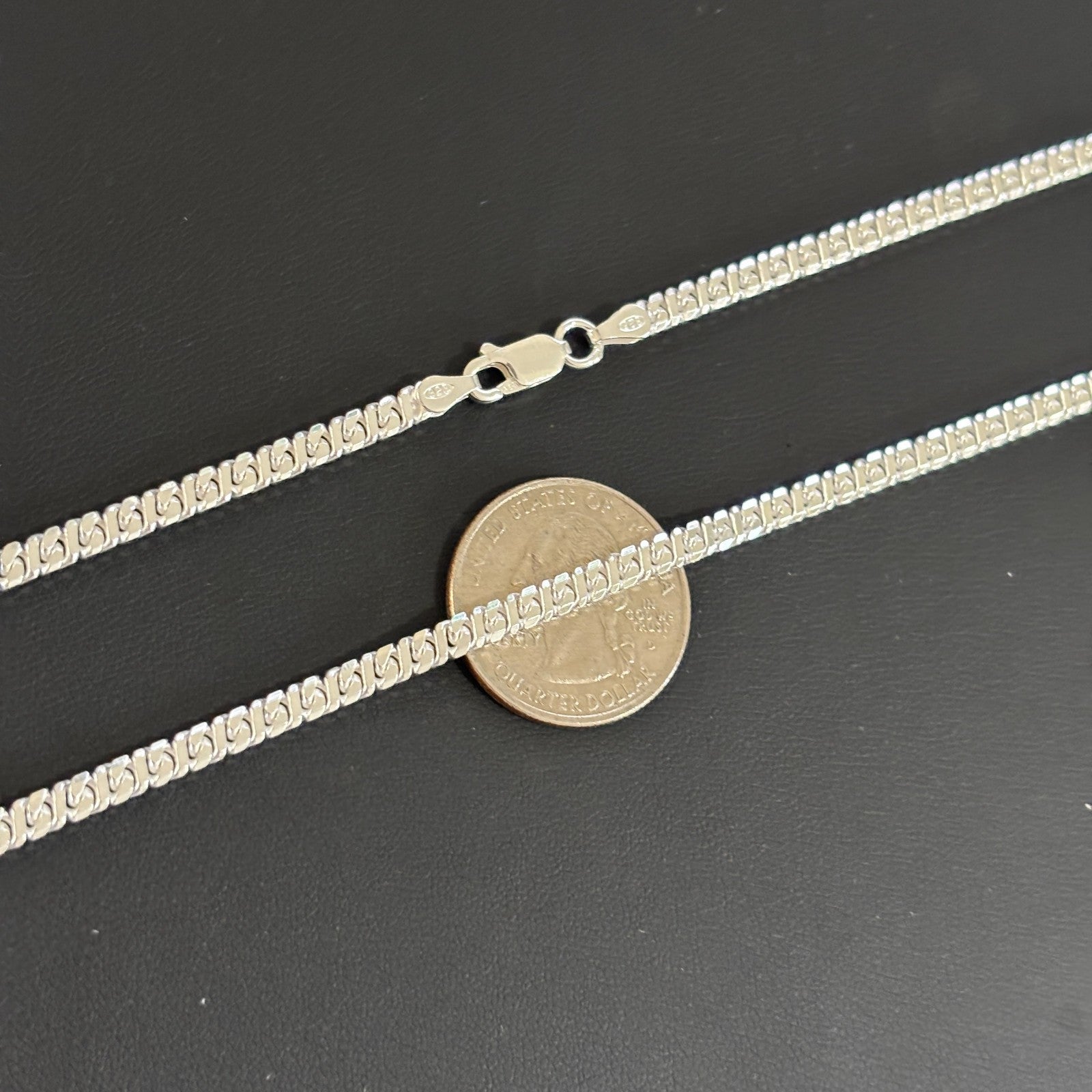 925 Sterling Silver 3.5mm Dollar Chain Necklace