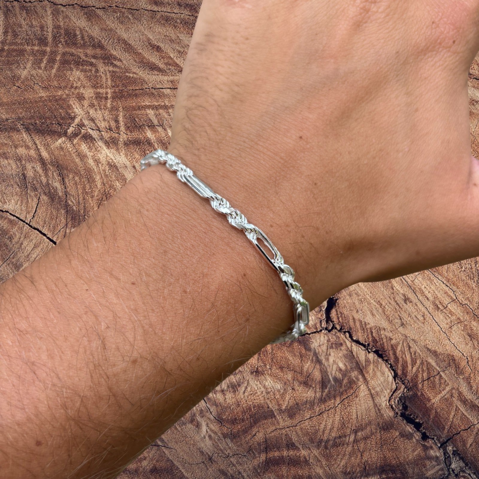 925 Sterling Silver 4mm Figarope Milano Bracelet