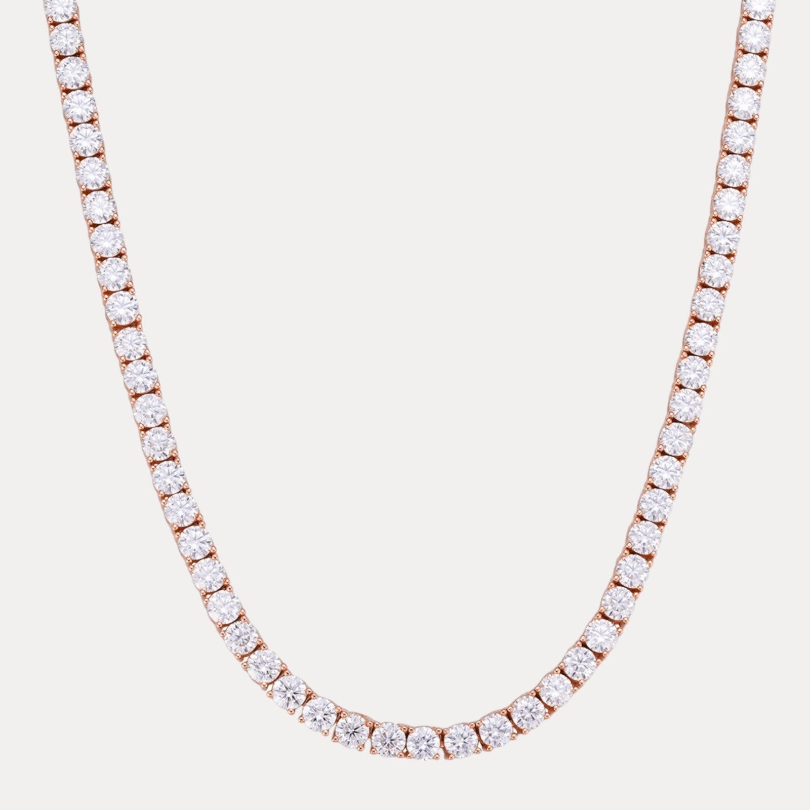 925 Sterling Silver 4mm Tennis Chain Necklace - CZ Or Moissanite