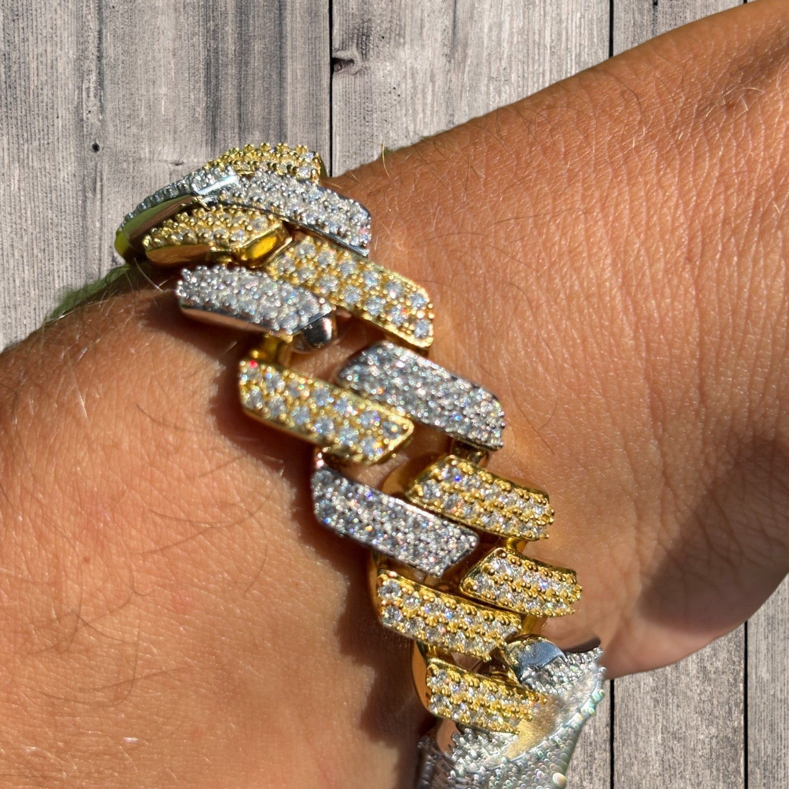 925 Sterling Silver 16mm Moissanite Cuban Prong Bracelet