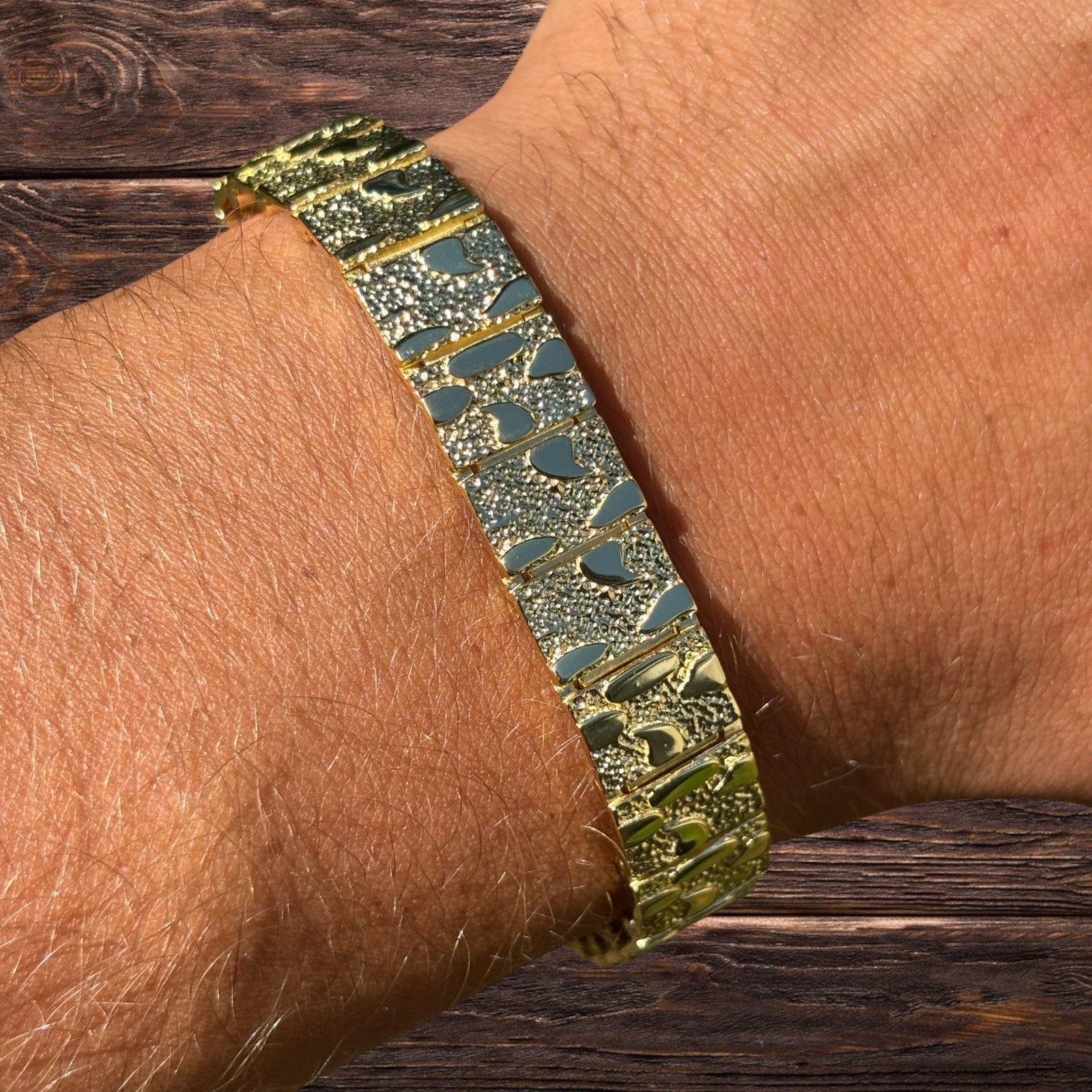 925 Sterling Silver 12mm Custom Nugget Link Bracelet