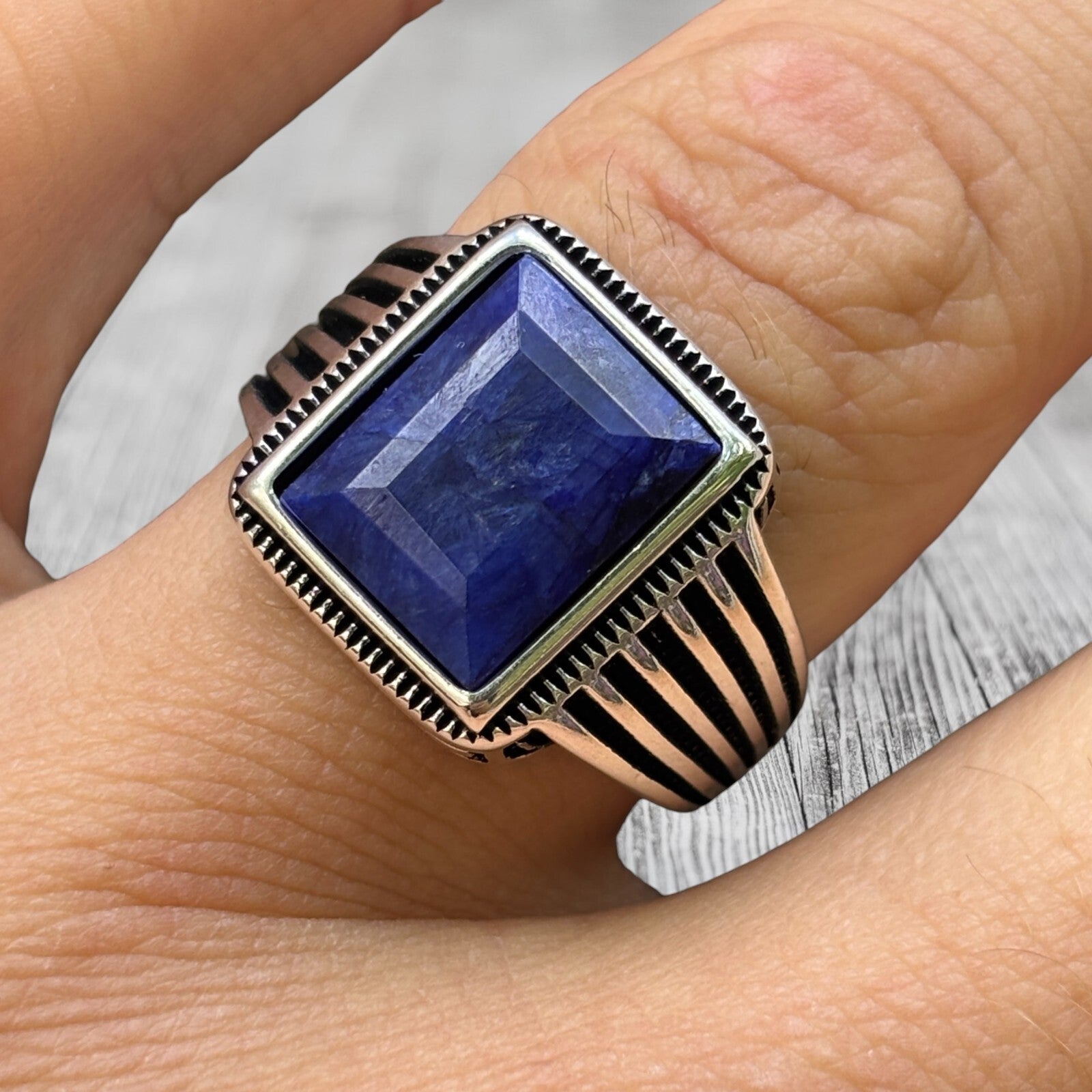 925 Sterling Silver Blue Sapphire Ring
