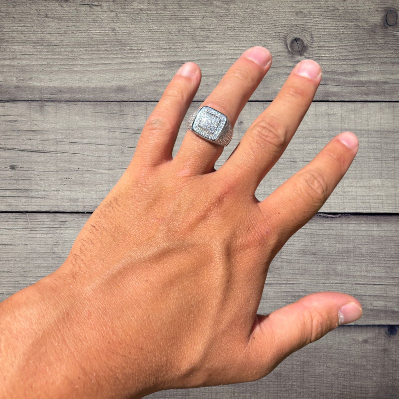 925 Sterling Silver Moissanite Square Ring