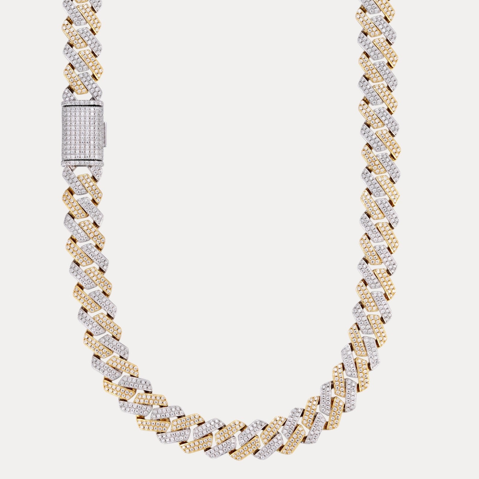 925 Sterling Silver 16mm Moissanite Miami Cuban Prong Chain Necklace