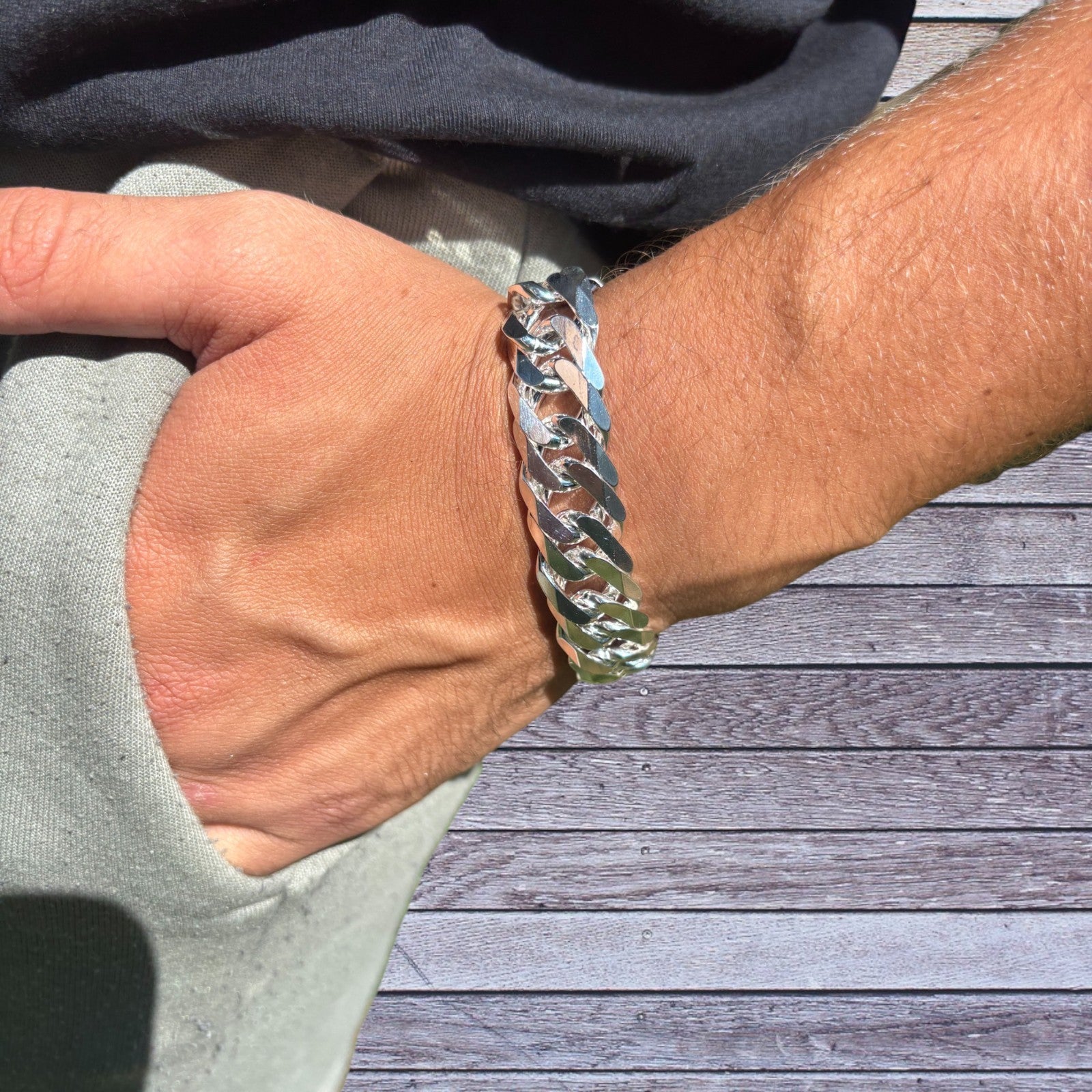 925 Sterling Silver 16mm Double Curb Bracelet