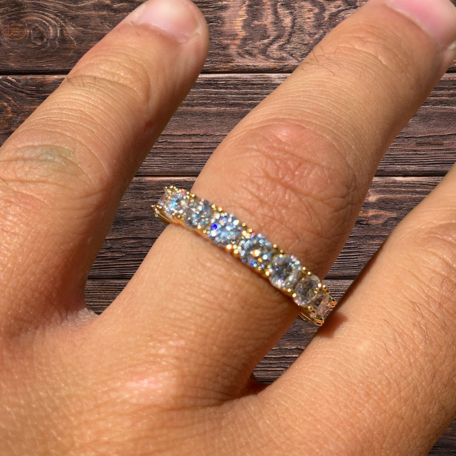 925 Sterling Silver 4mm Moissanite Wedding Band Eternity Ring