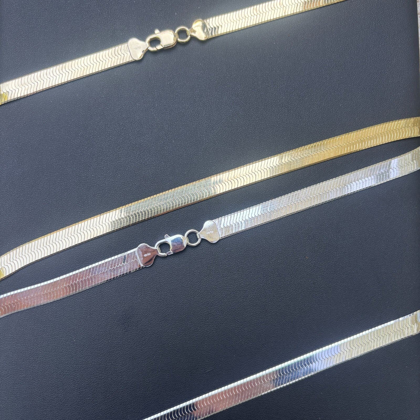 925 Sterling Silver 9mm Herringbone Chain Necklace