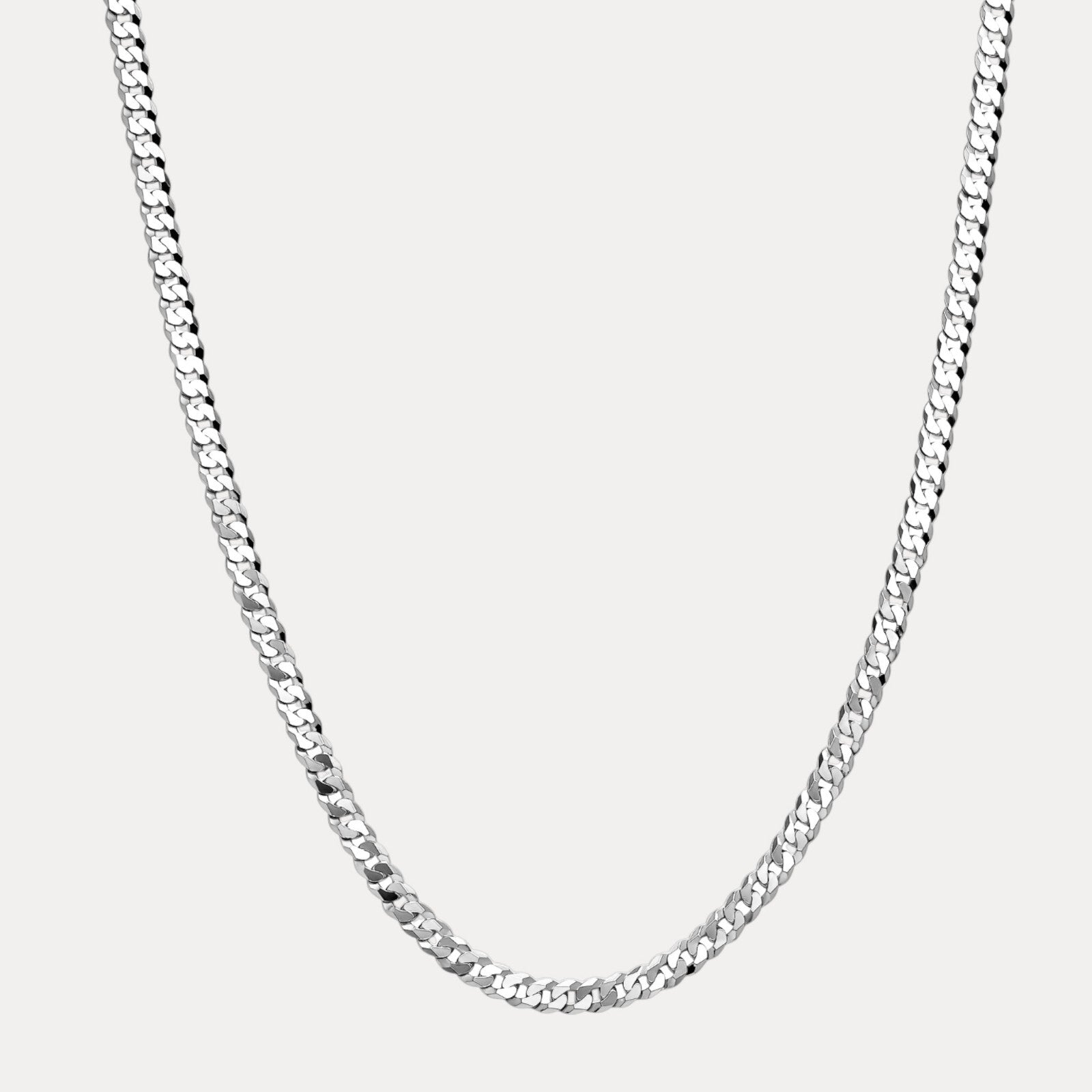 925 Sterling Silver 8mm Flat Curb Cuban Chain Necklace