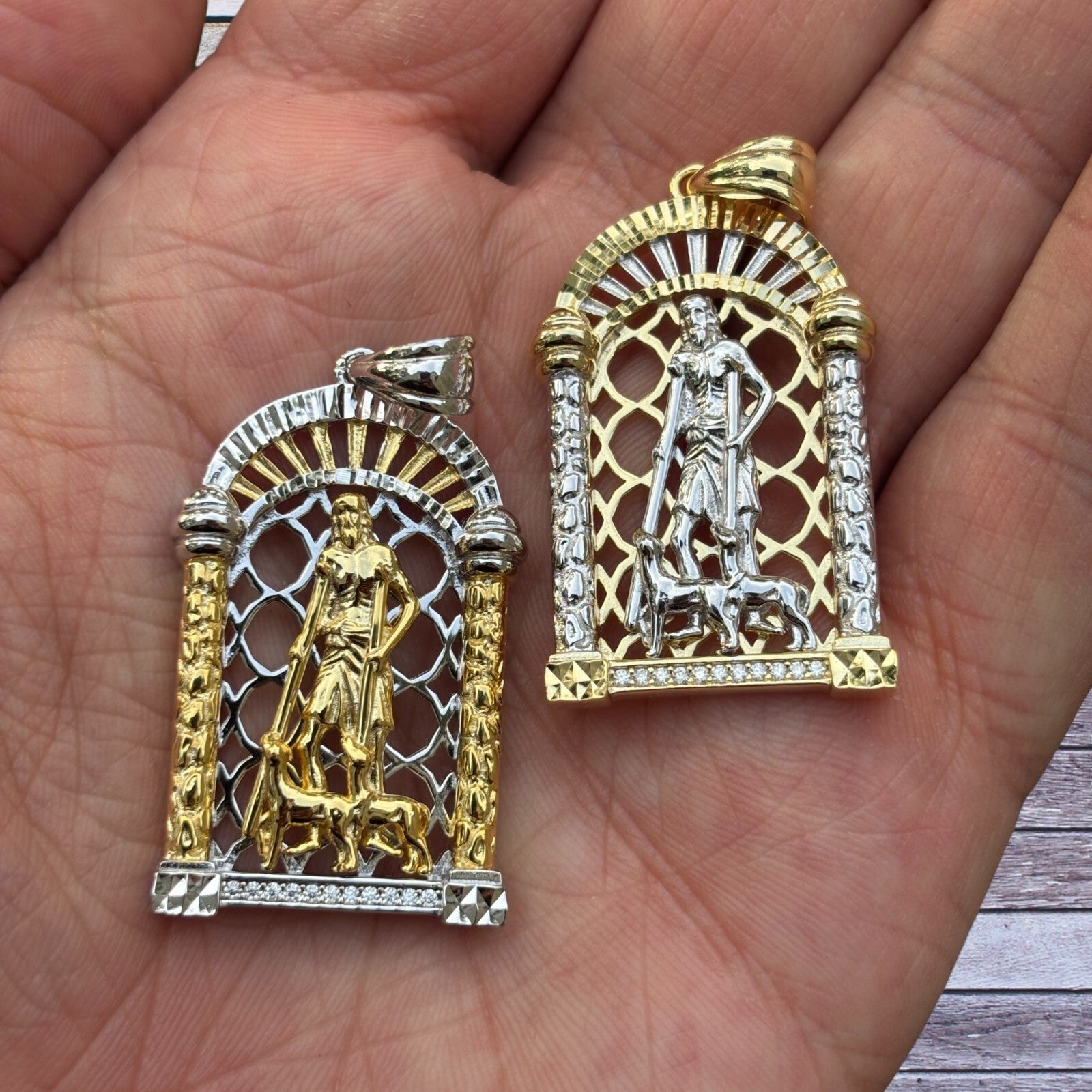 925 Sterling Silver St Lazarus Pendant With Moissanite