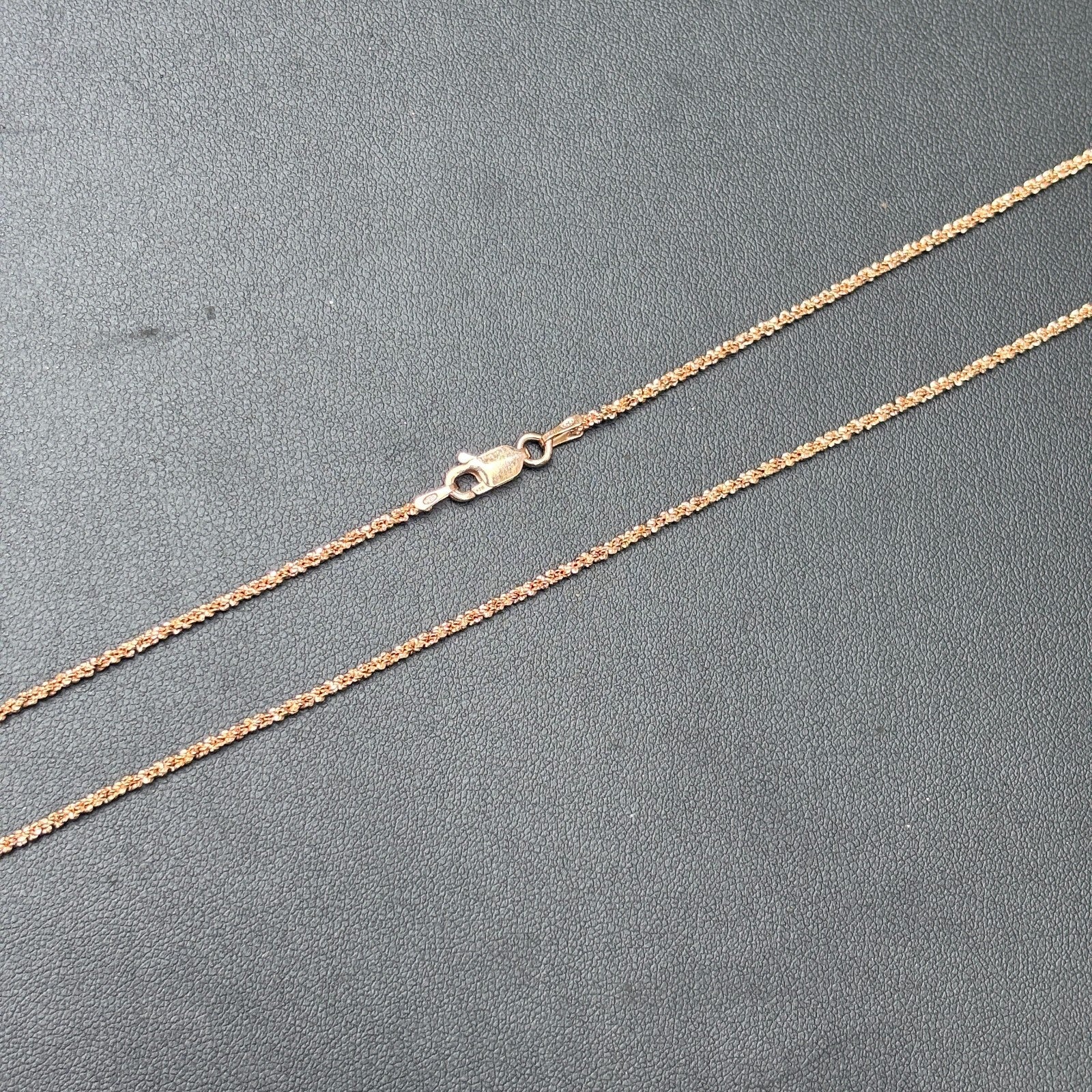 925 Sterling Silver 2mm Sparkle Rock Chain Necklace