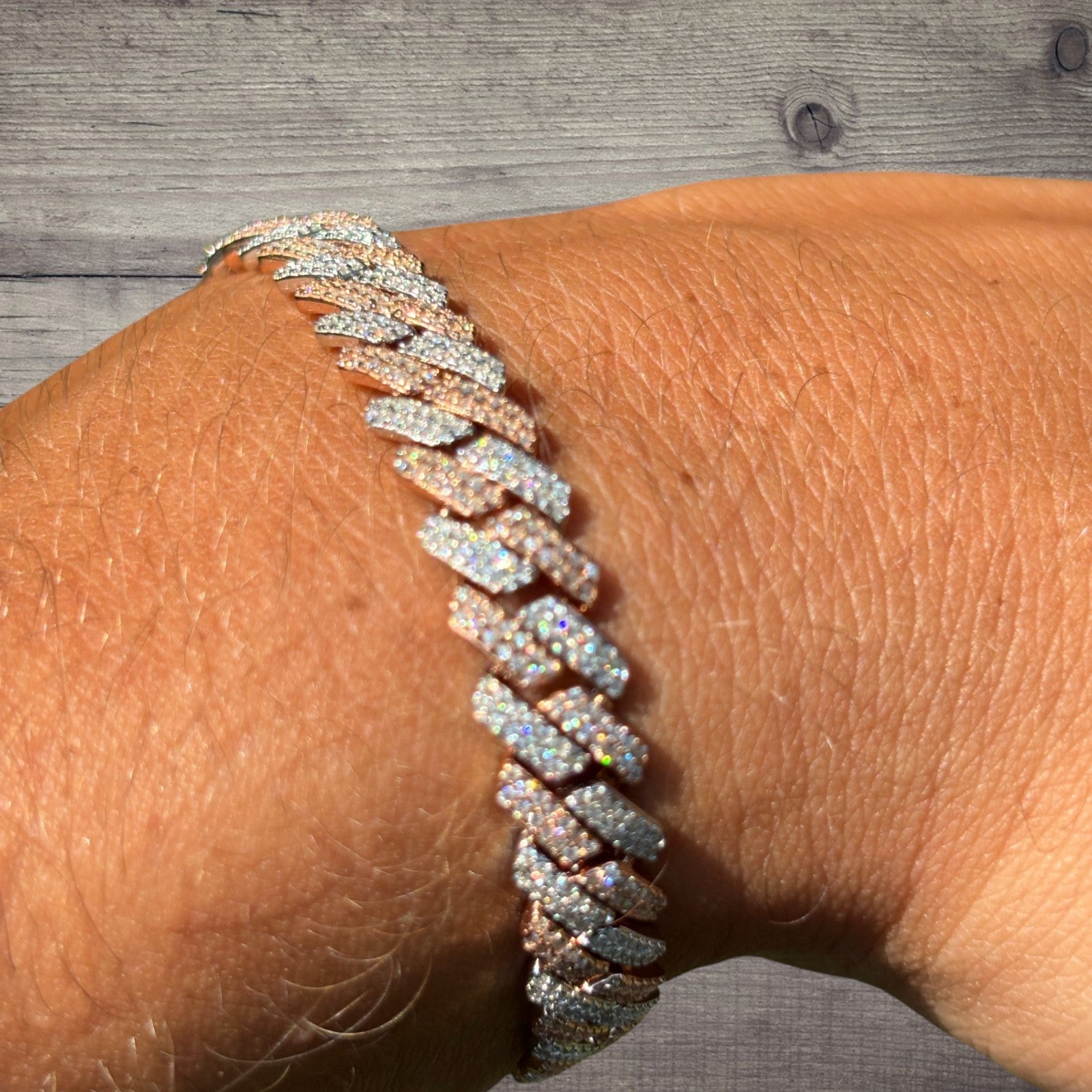 925 Sterling Silver 8mm Moissanite Cuban Prong Bracelet