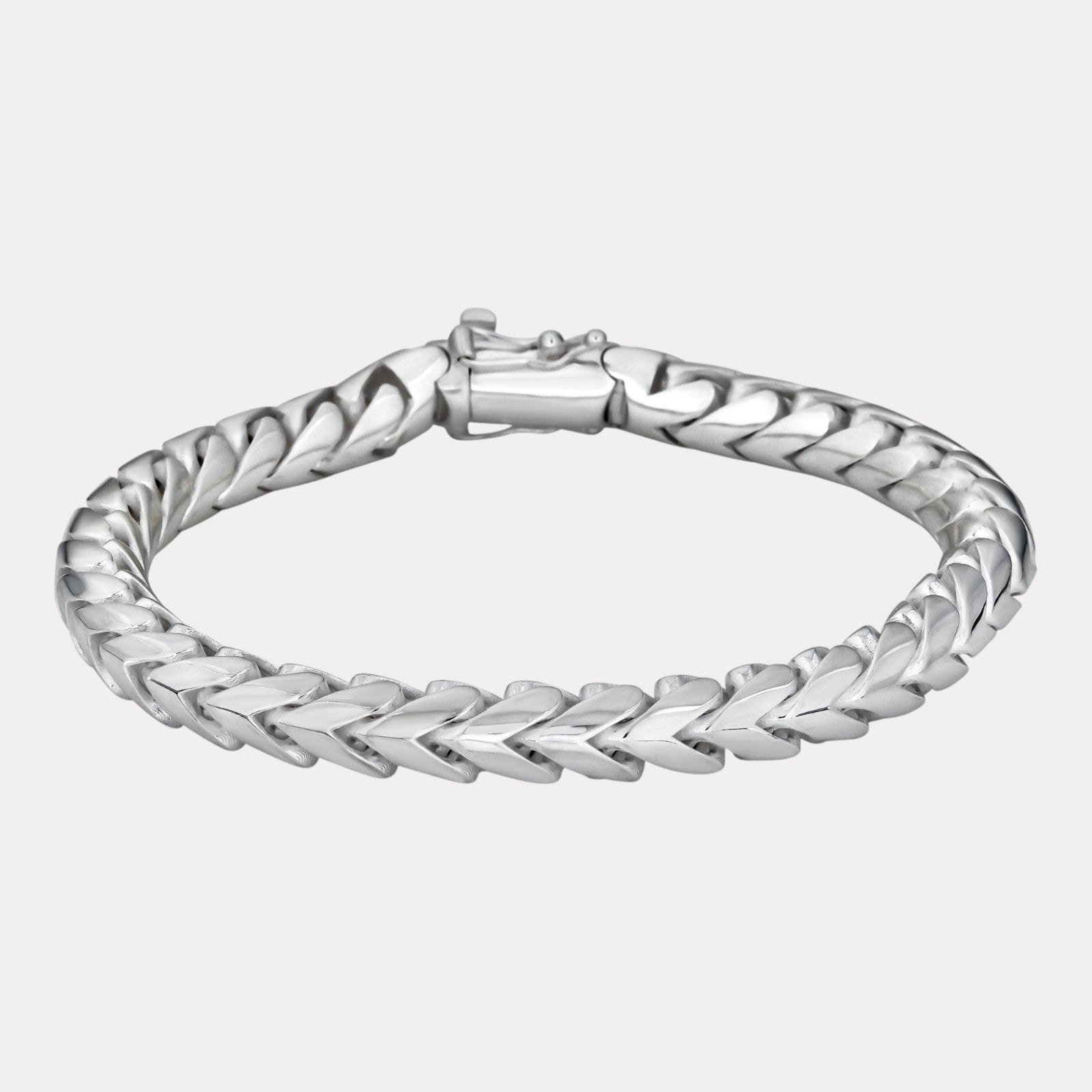 925 Sterling Silver 7mm Rounded Franco Bracelet W. Box Clasp