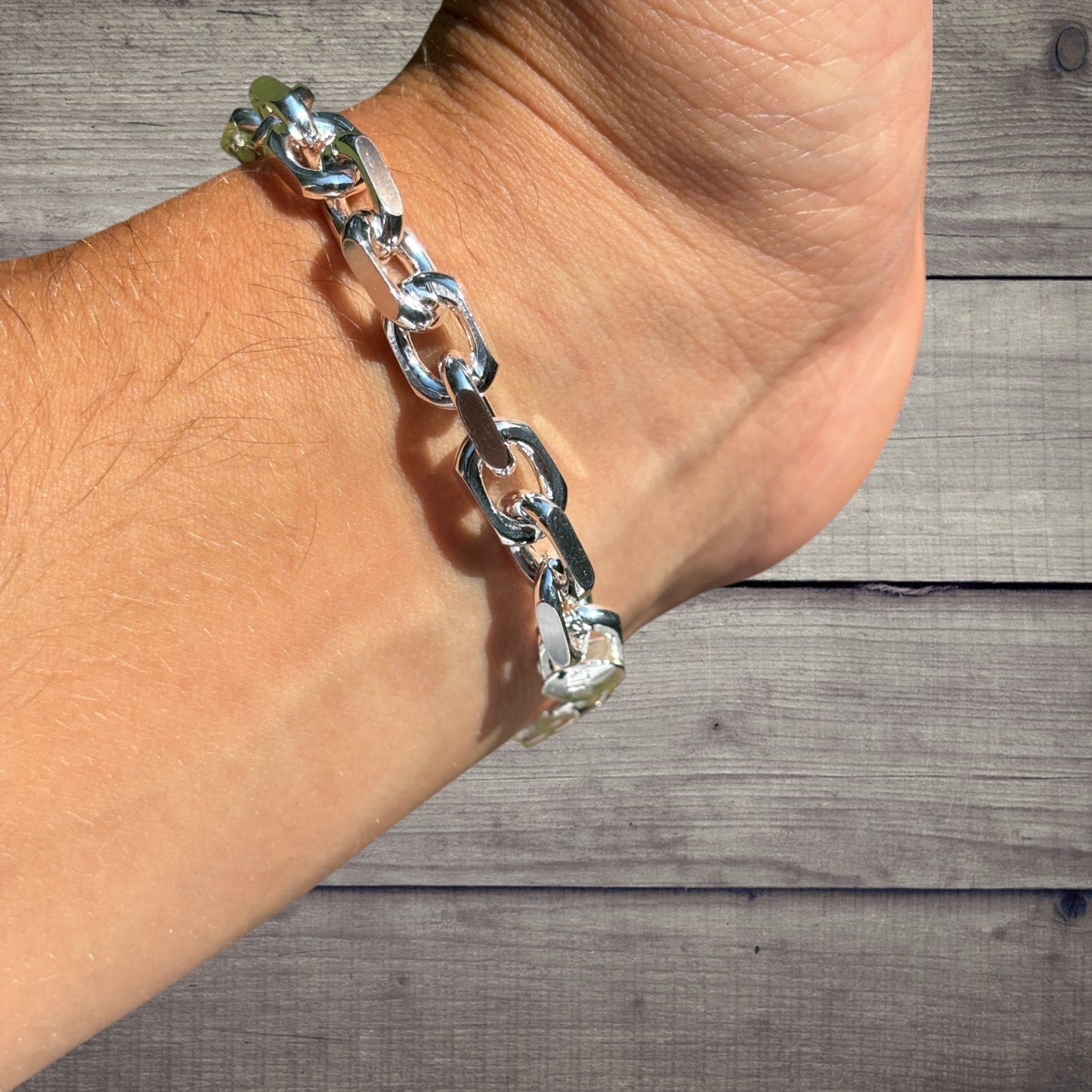 925 Sterling Silver 8mm Anchor Cable Bracelet