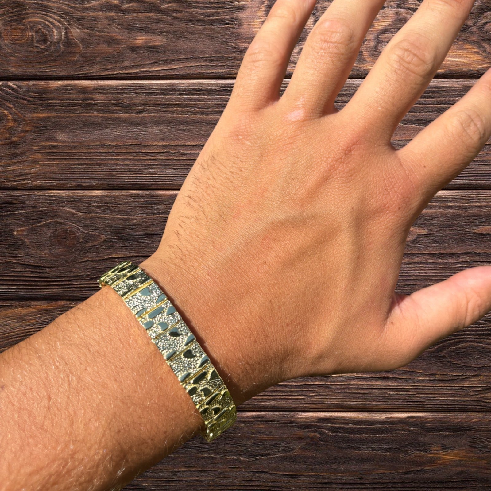 925 Sterling Silver 12mm Custom Nugget Link Bracelet