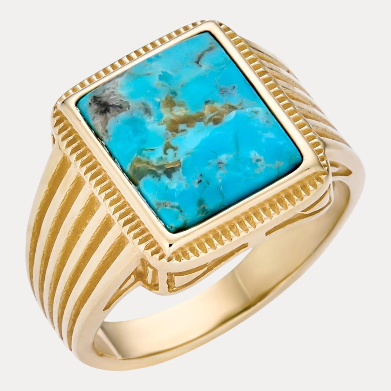 925 Sterling Silver Square Blue Turquoise Ring
