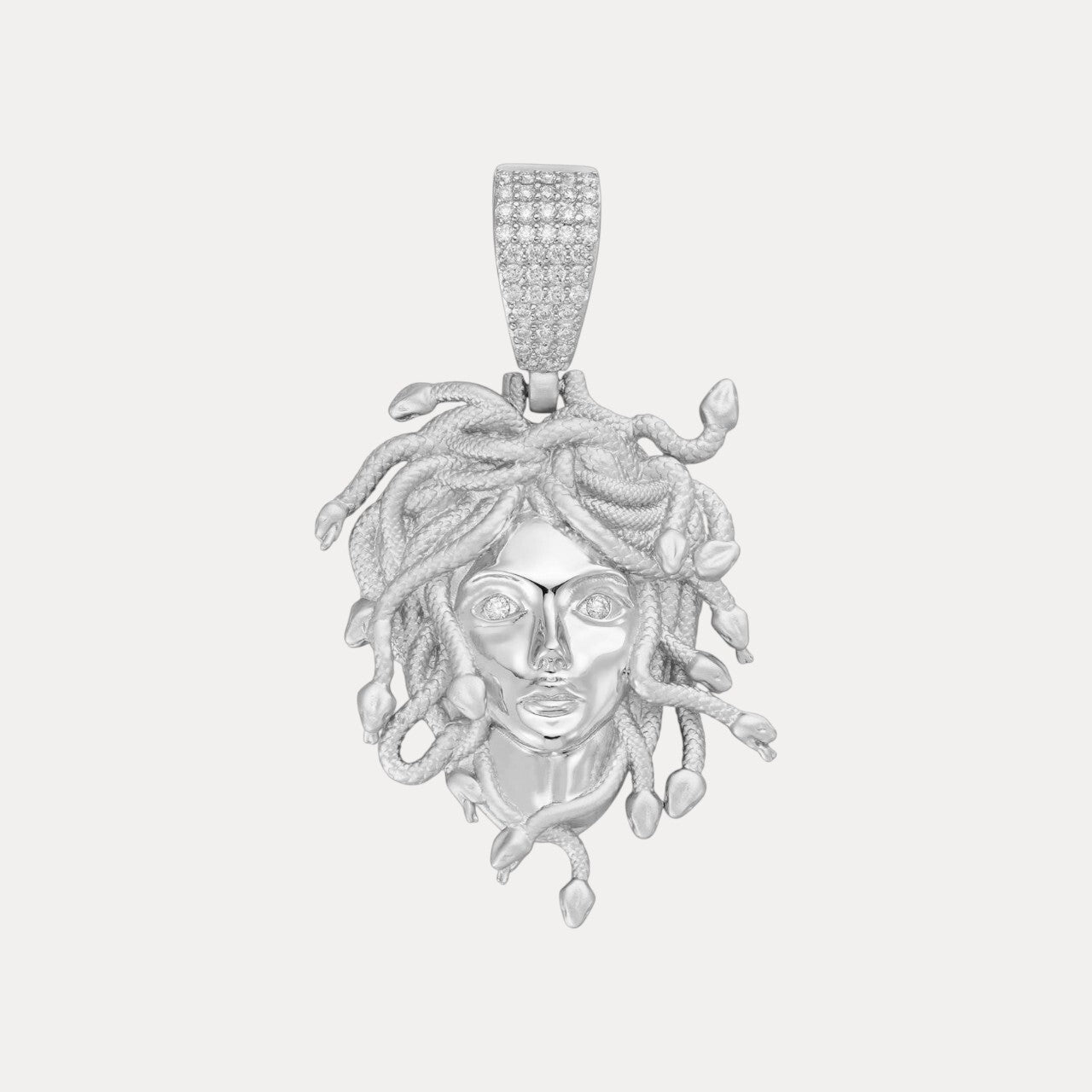925 Sterling Silver Medusa Head Pendant With Moissanite - Small