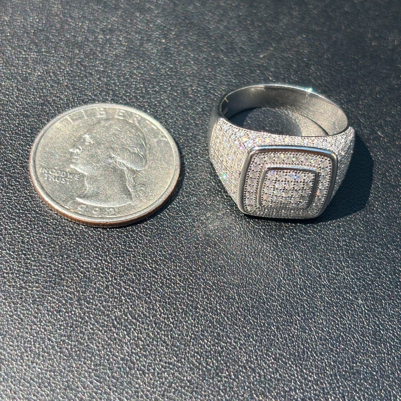 925 Sterling Silver Moissanite Square Ring