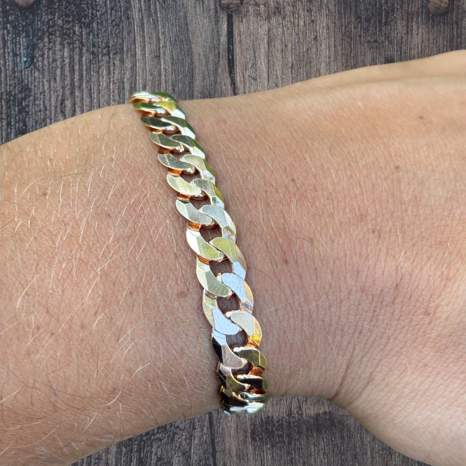 925 Sterling Silver 8mm Flat Curb Bracelet