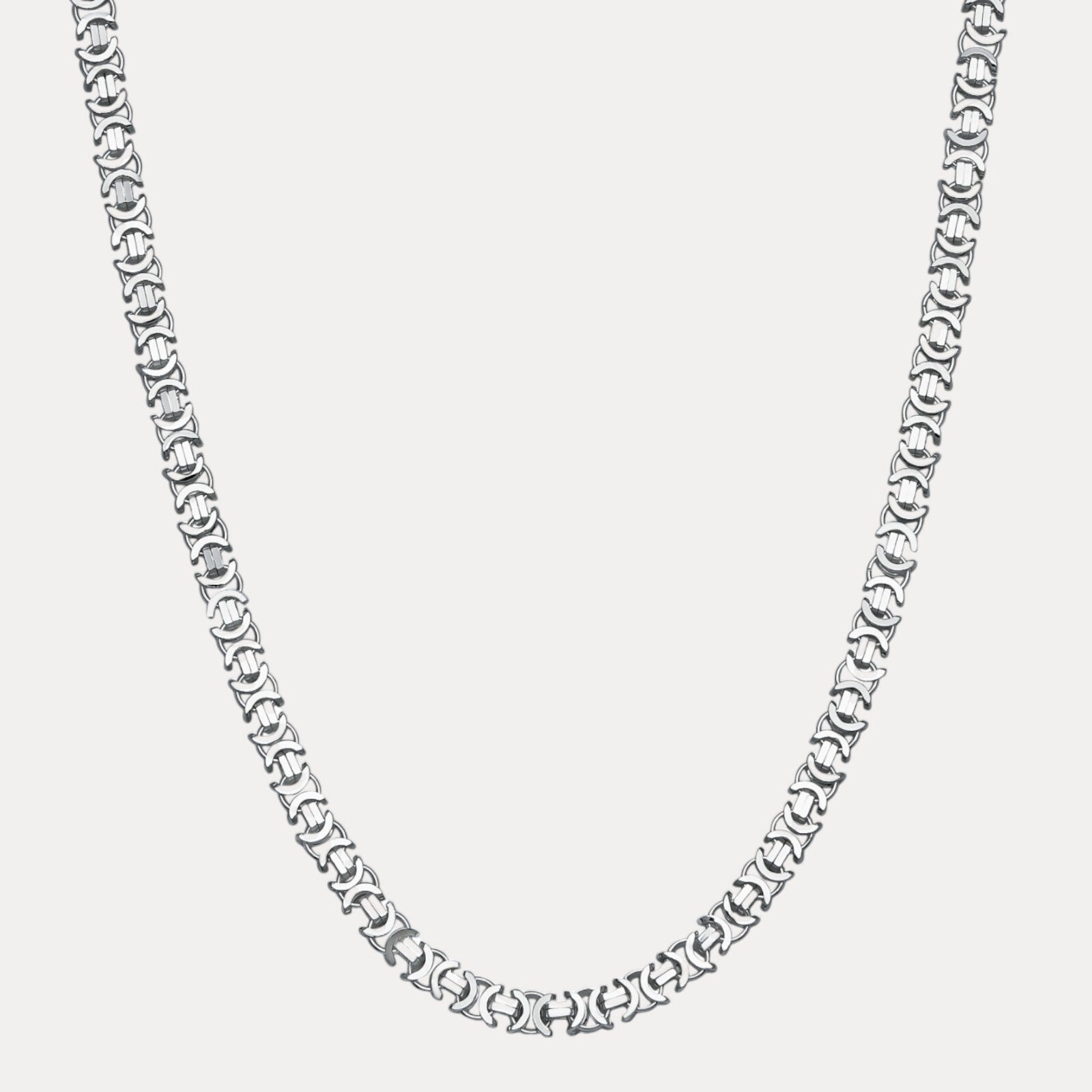 925 Sterling Silver 8mm Flat Byzantine Chain Necklace