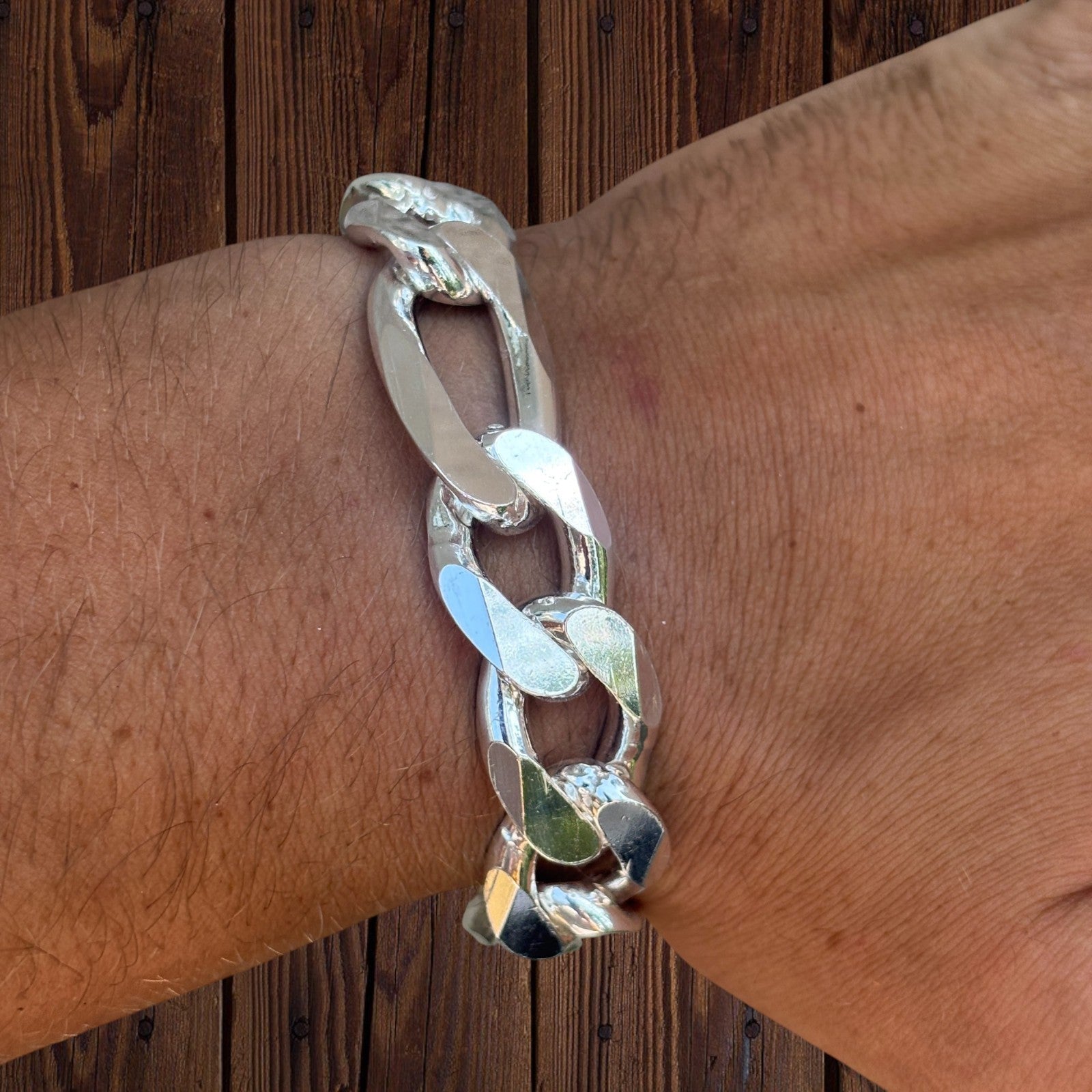 925 Sterling Silver 16mm Figaro Bracelet