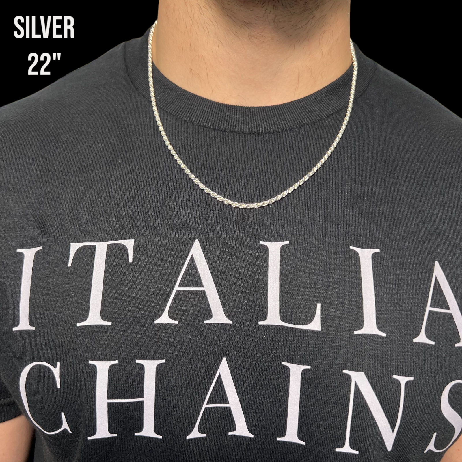 925 Sterling Silver 3mm Diamond Cut Rope Chain Necklace