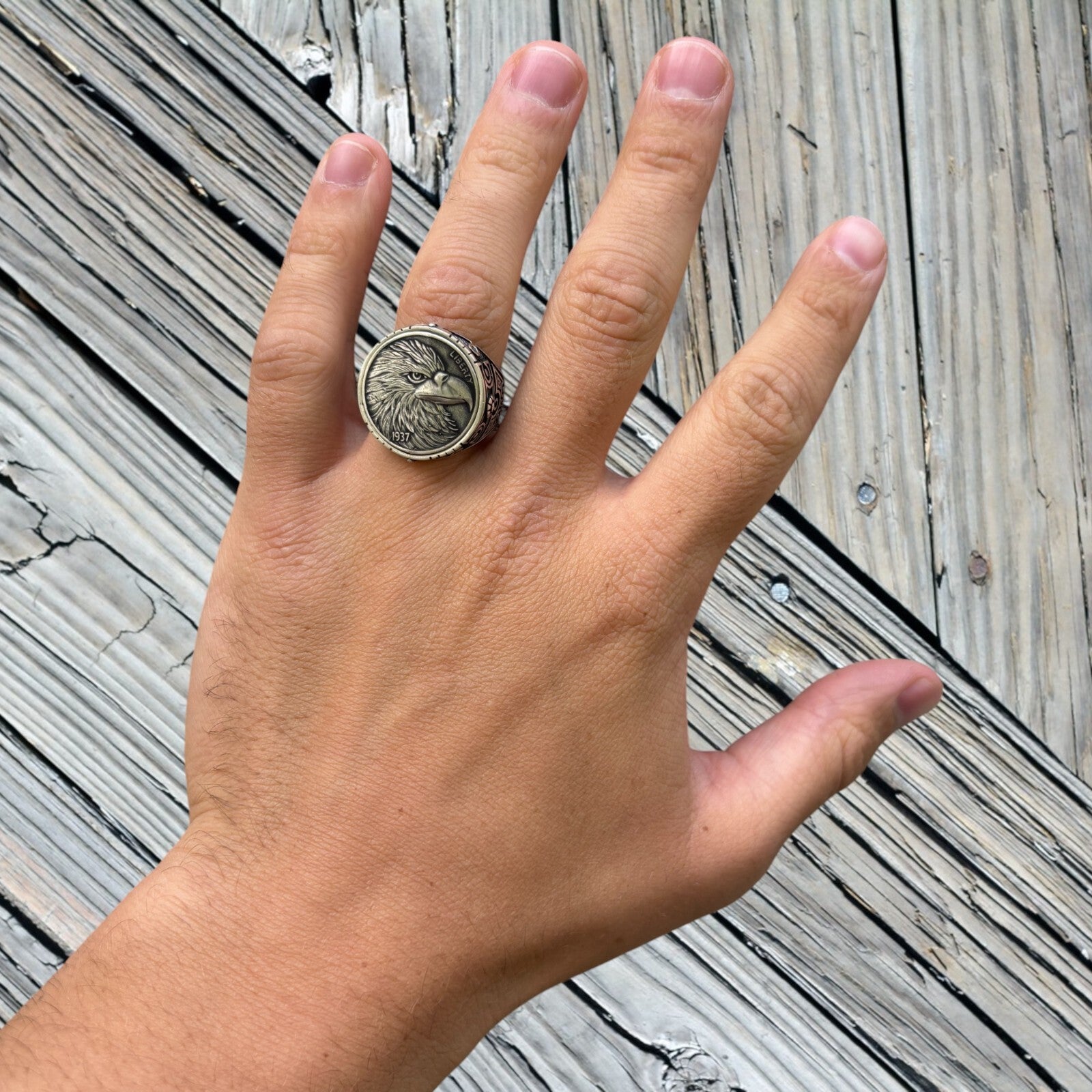 925 Sterling Silver American Eagle Ring