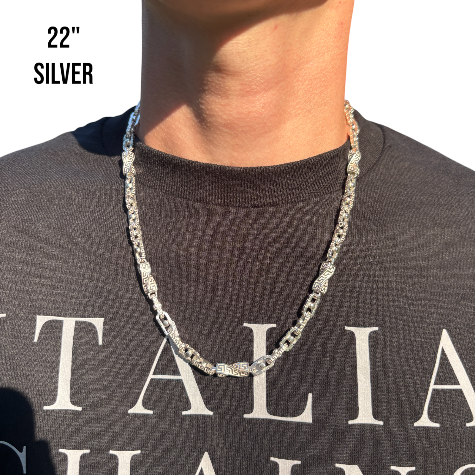 925 Sterling Silver 7.5mm Ferragamo Mariner Chain Necklace
