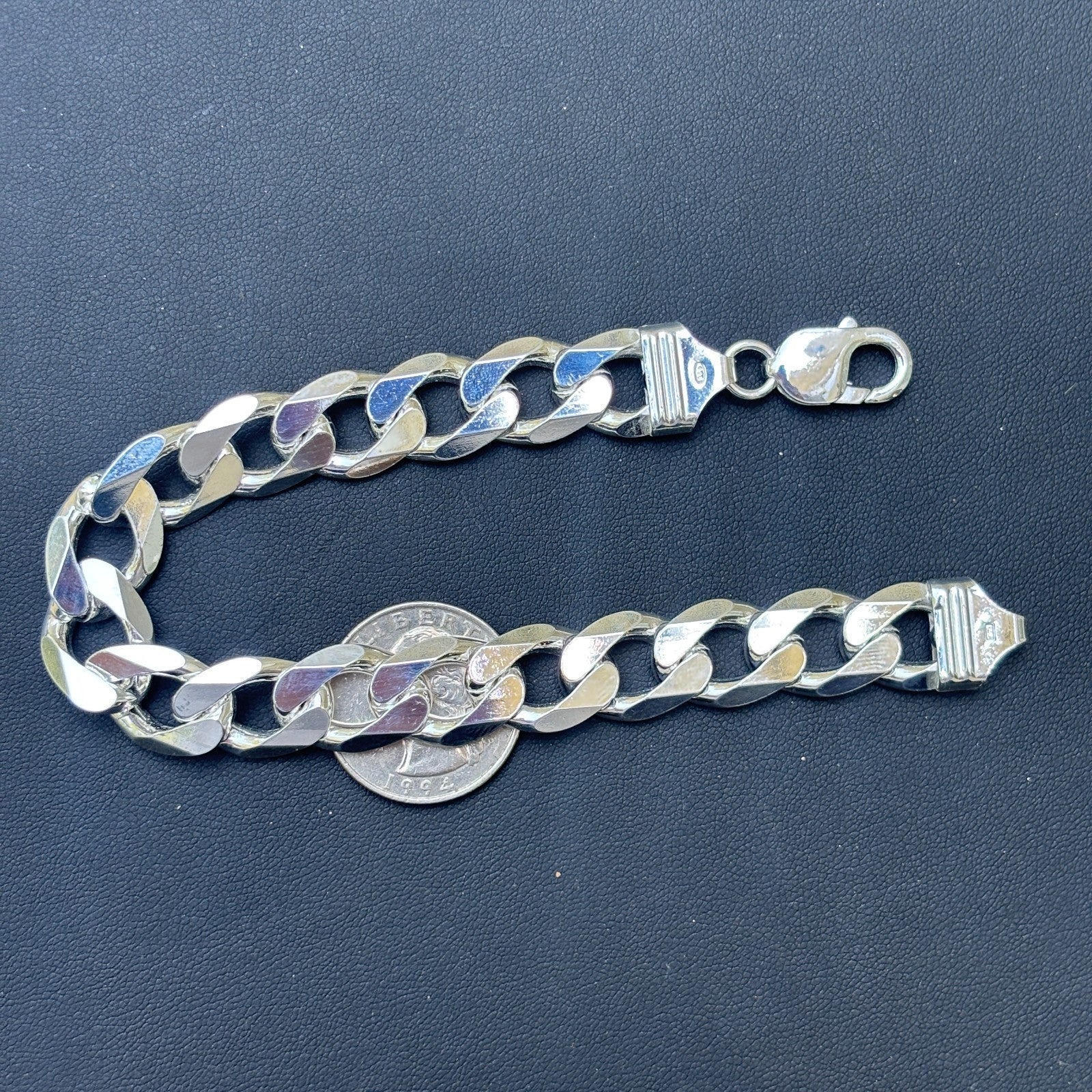 925 Sterling Silver 13.5mm Curb Bracelet