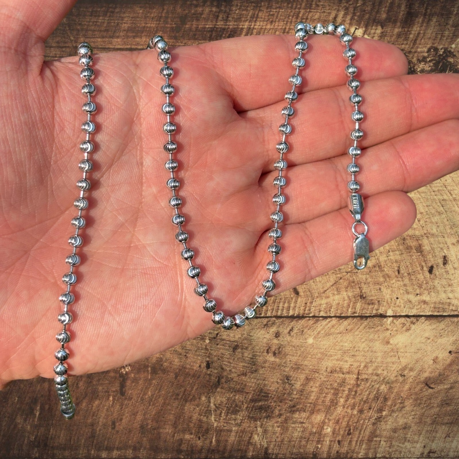 925 Sterling Silver 4mm Bead Chain Necklace