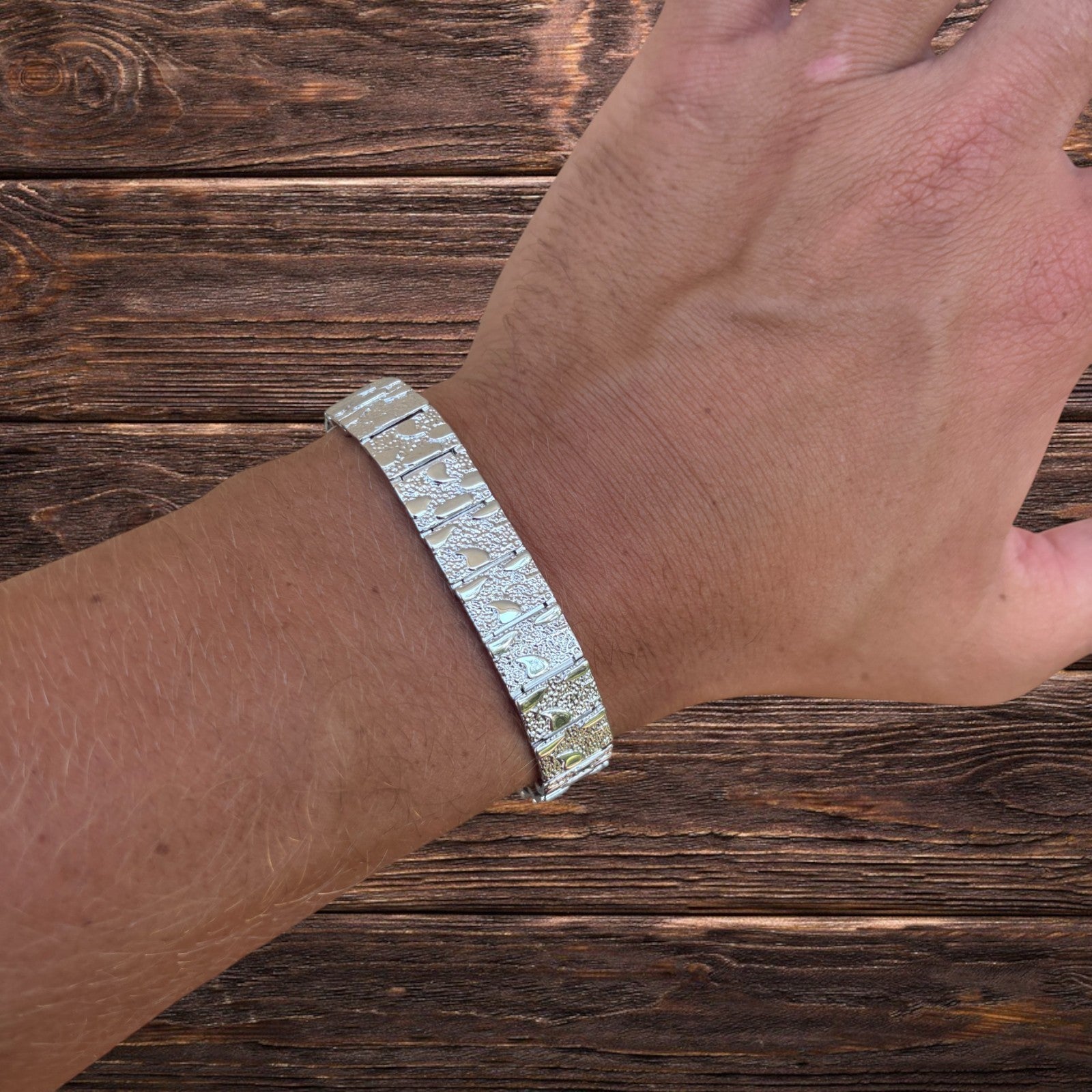 925 Sterling Silver 12mm Custom Nugget Link Bracelet