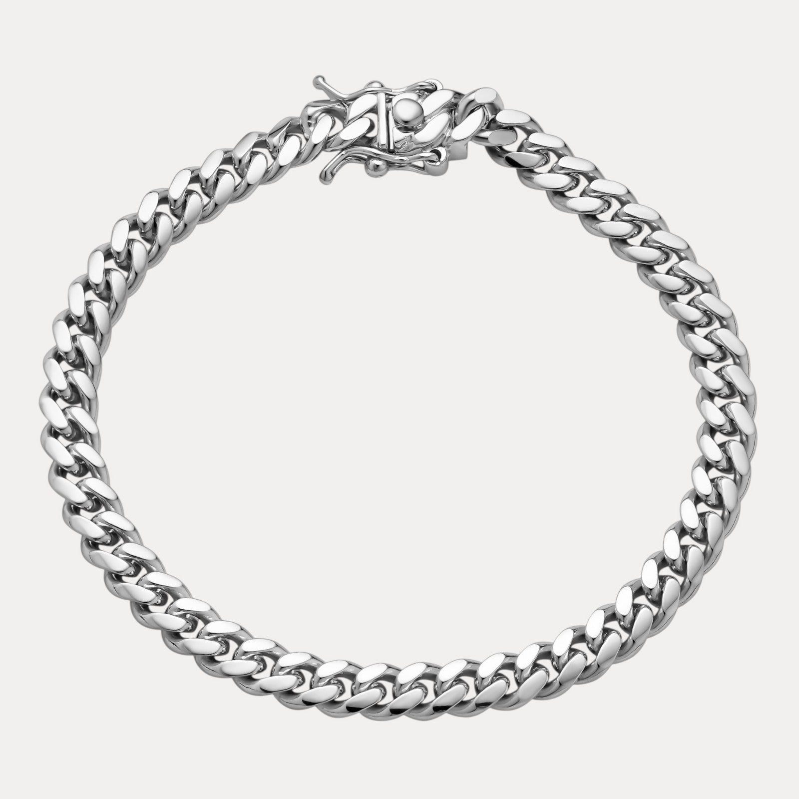 925 Sterling Silver 6mm Miami Cuban W. Box Clasp Bracelet