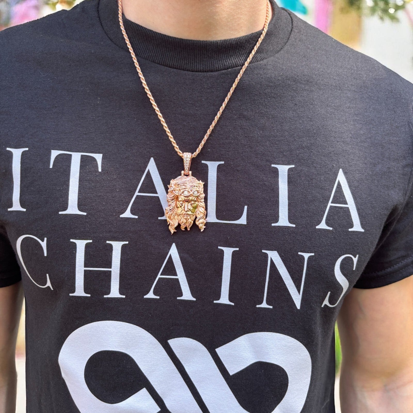 925 Sterling Silver Jesus Pendant With Moissanite - Small