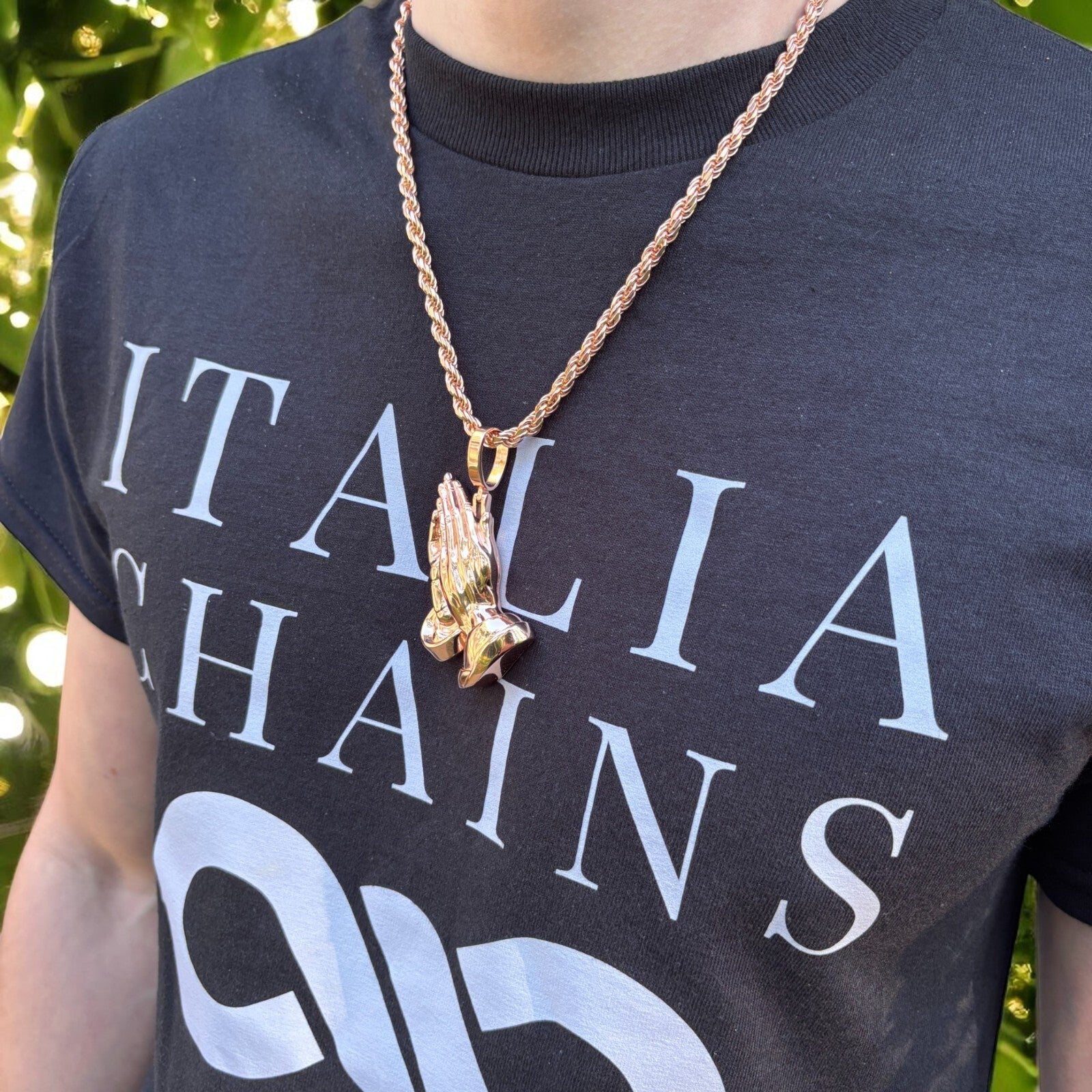 925 Sterling Silver Praying Hands Pendant - Large