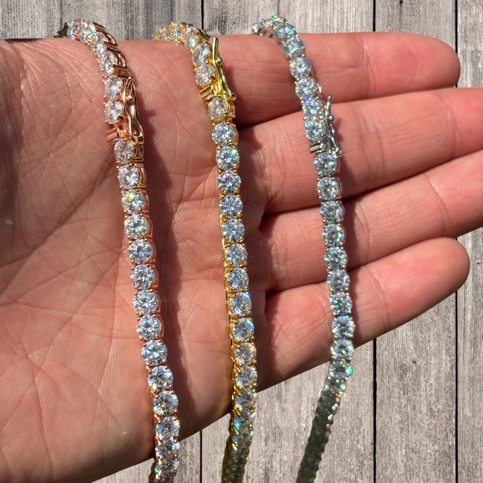 925 Sterling Silver 5mm Tennis Chain Necklace - CZ Or Moissanite