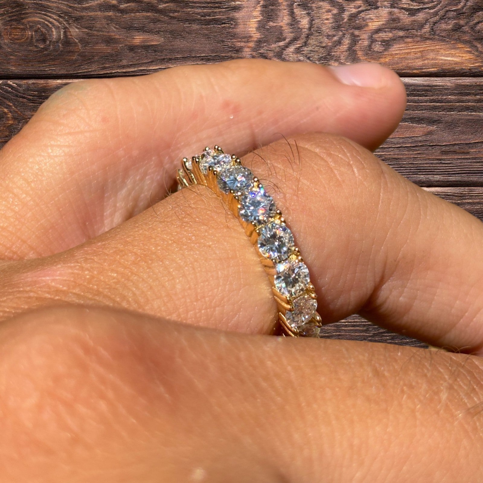 925 Sterling Silver 4mm Moissanite Wedding Band Eternity Ring